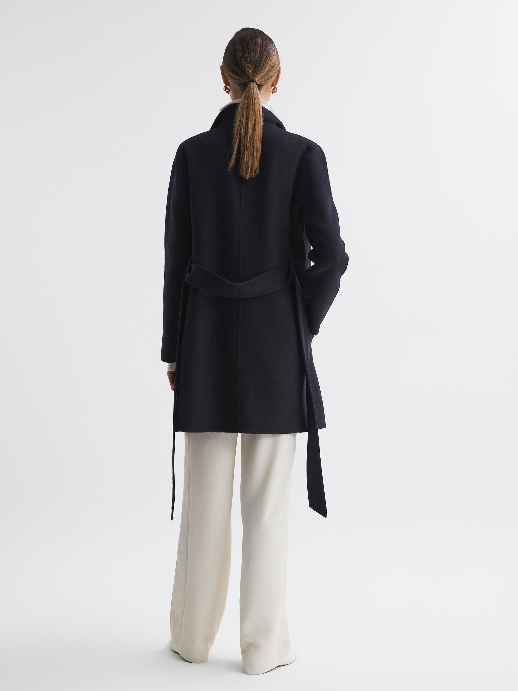 Double Breasted Wool Blindseam Coat in Navy - Image 5 of 5