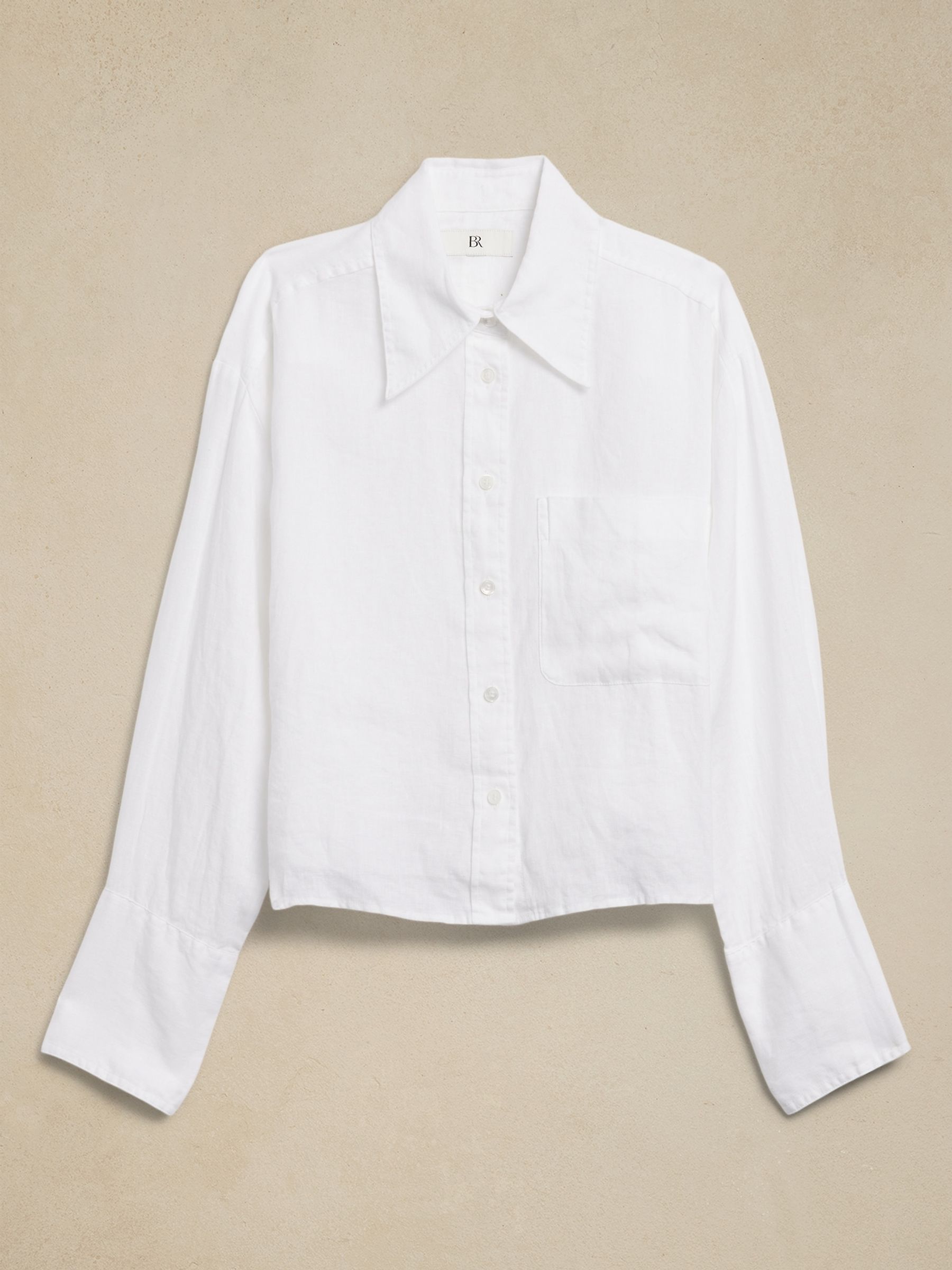 Banana Republic White The Boxy Crop Linen Shirt - Image 4 of 4