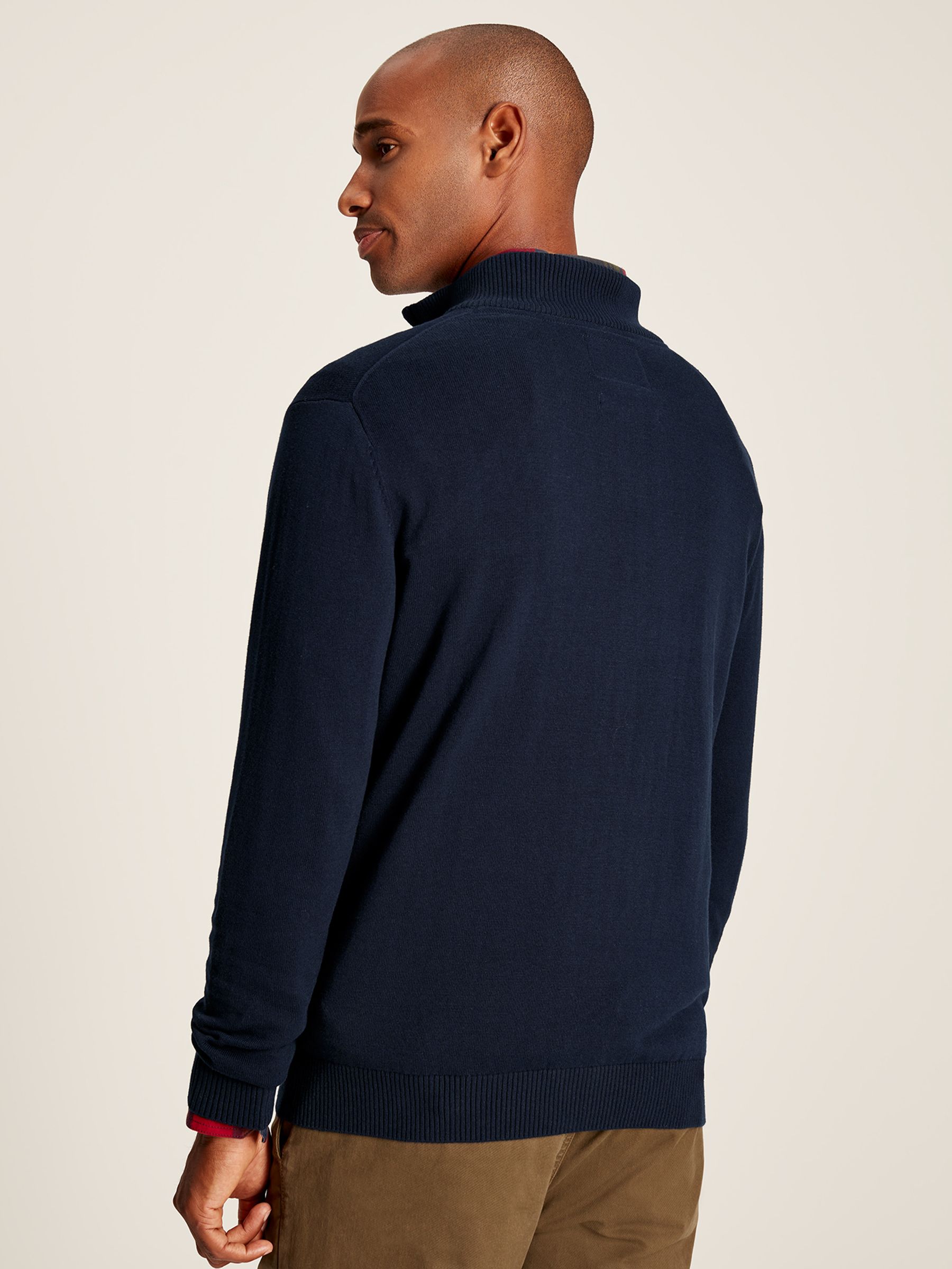 Hillside Navy Knitted Quarter Zip Jumper - Image 2 of 6