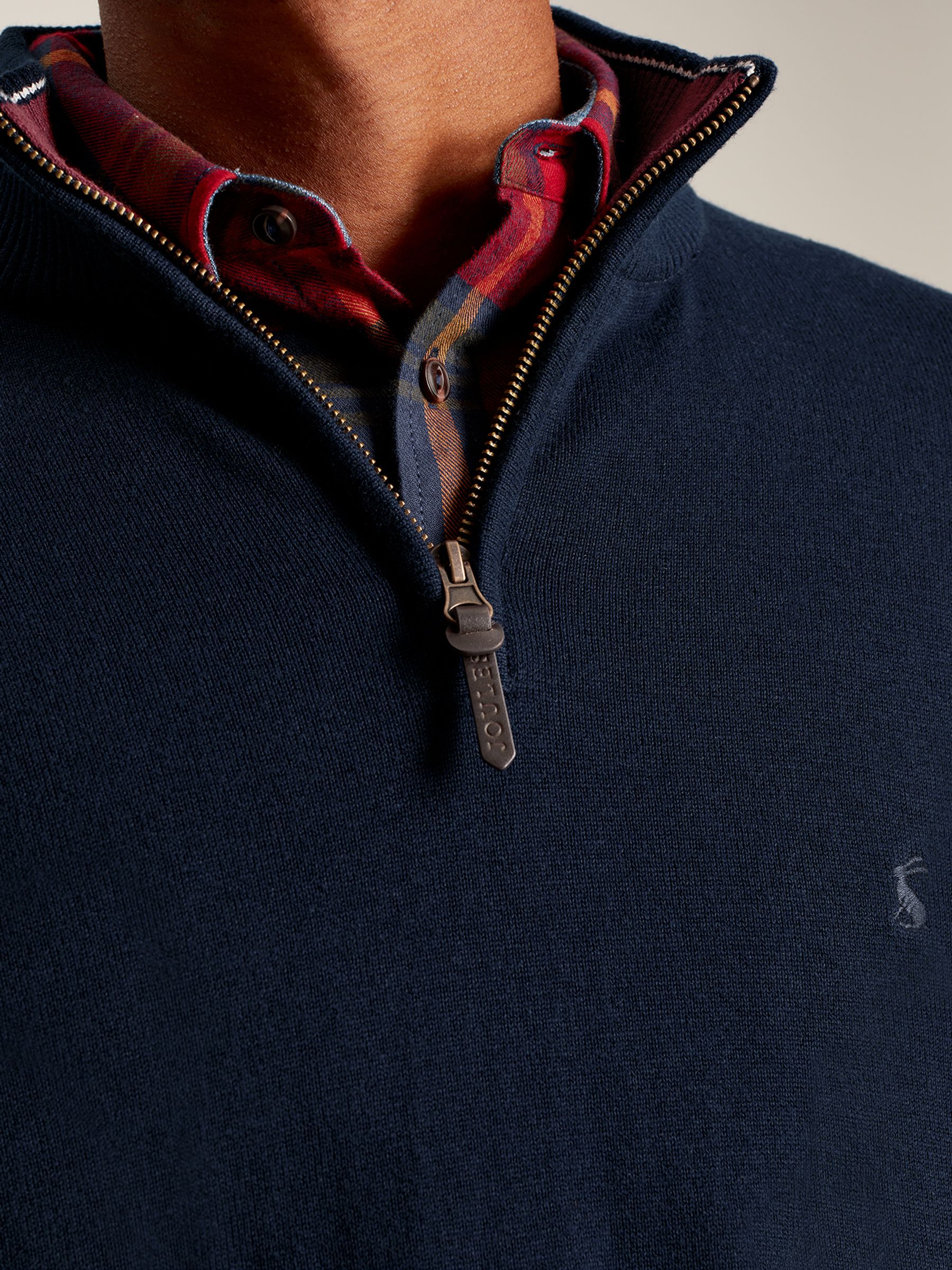 Hillside Navy Knitted Quarter Zip Jumper - Image 5 of 6