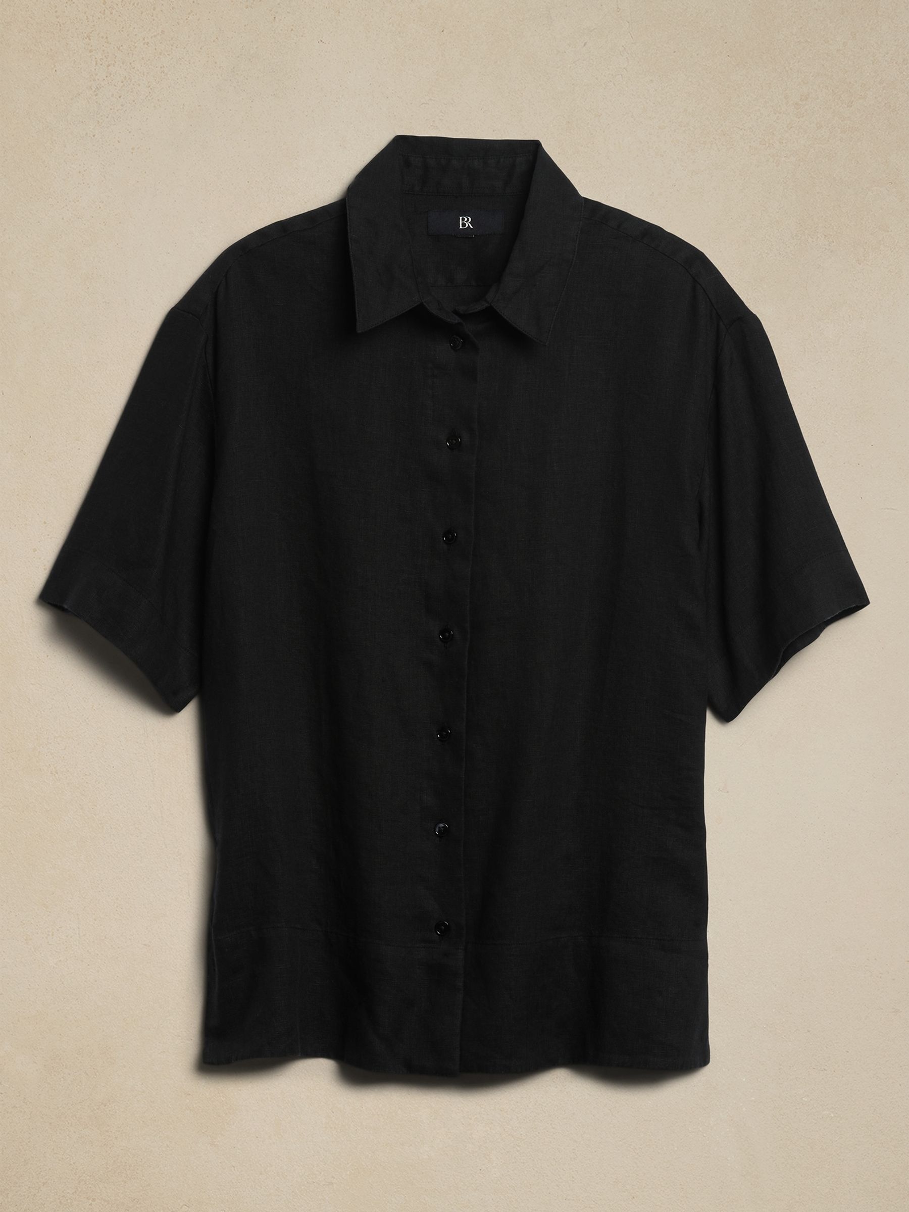 Banana Republic Black The Boxy Crop Linen Shirt - Image 4 of 4