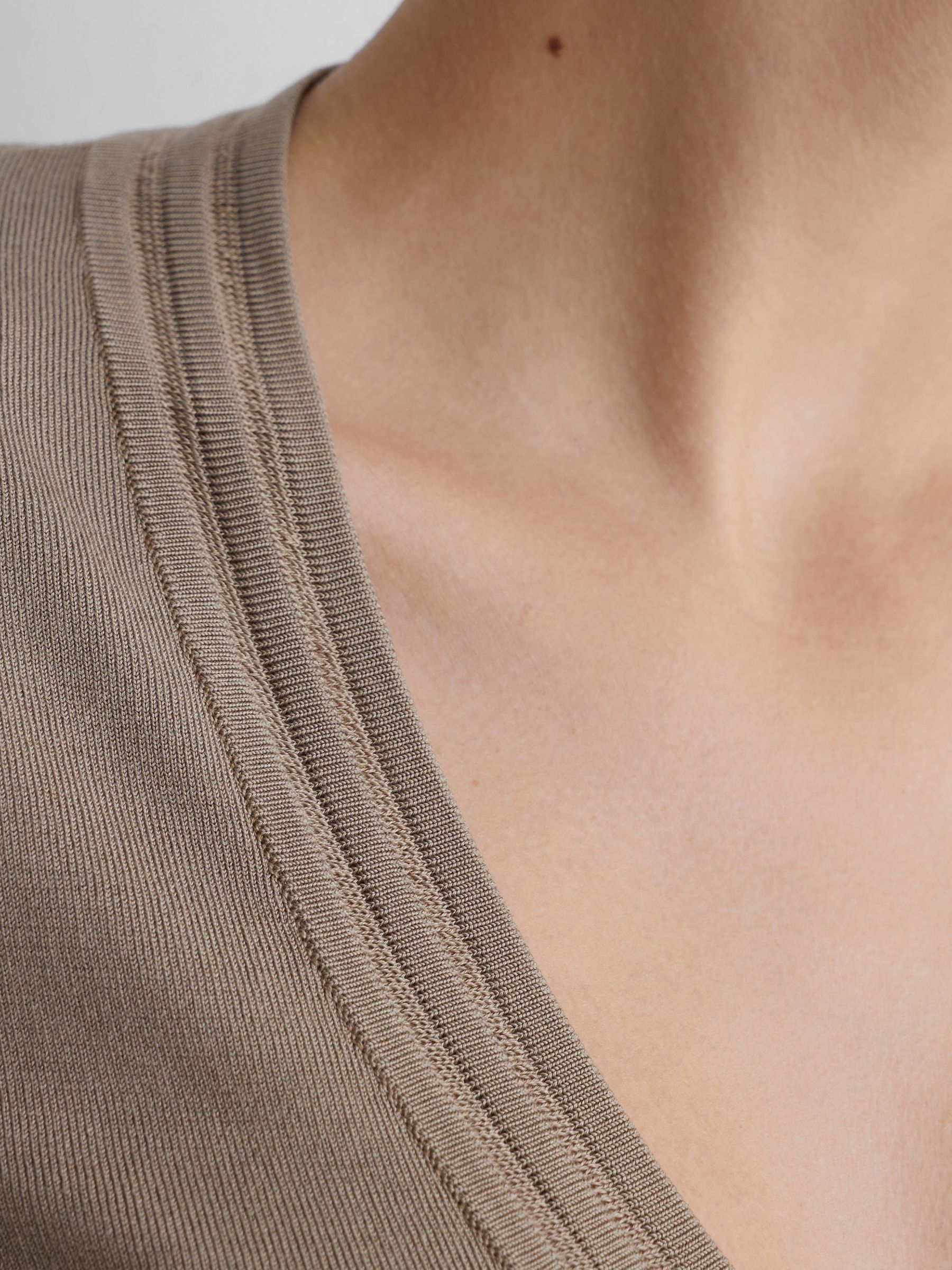 Atelier Silk-Blend Knit V-Neck Jumper in Taupe - Image 5 of 8