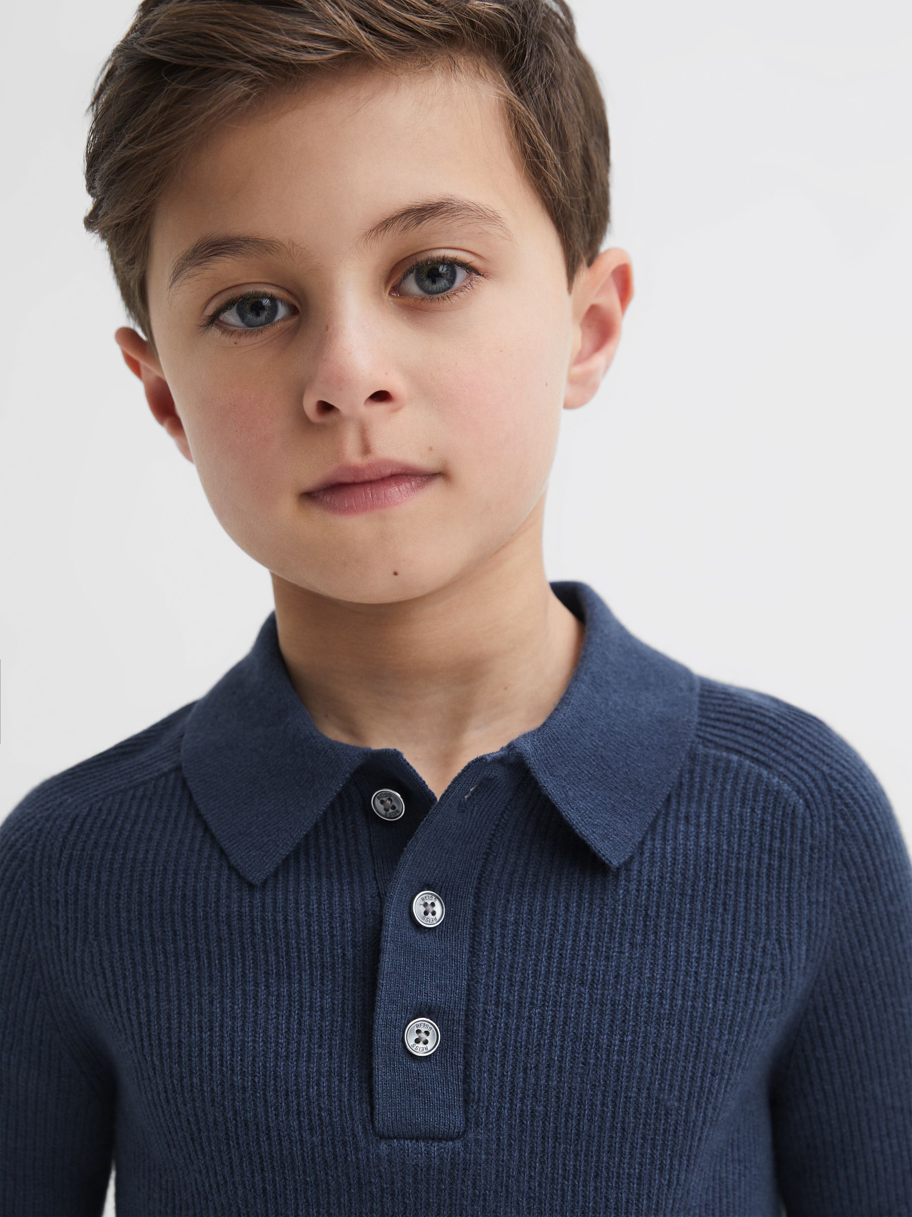 Senior Merino Wool Polo Shirt in Petrol Blue - Image 1 of 6 Senior Merino Wool Polo Shirt in Petrol Blue - Image 1 of 6