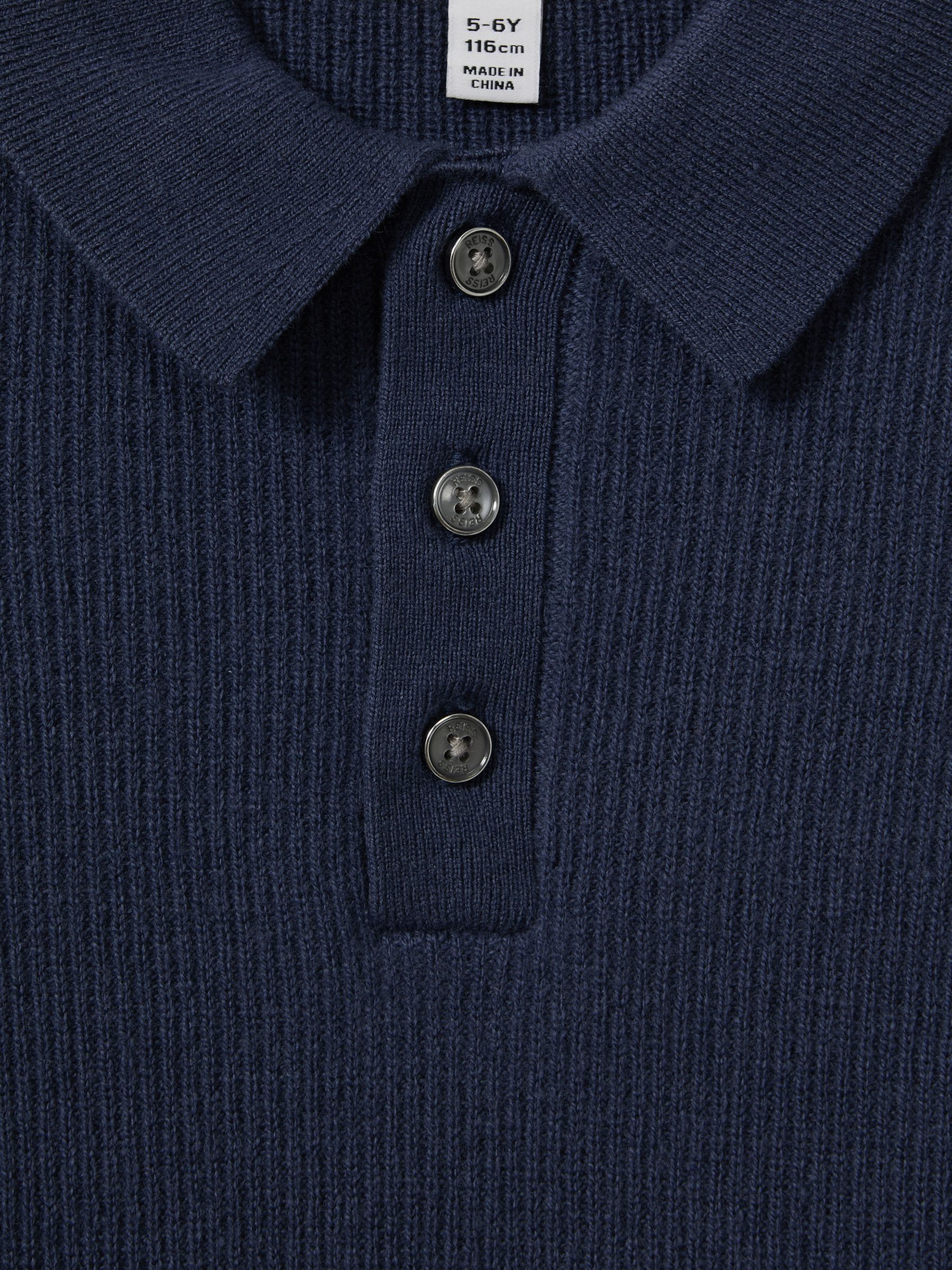 Senior Merino Wool Polo Shirt in Petrol Blue - Image 6 of 6
