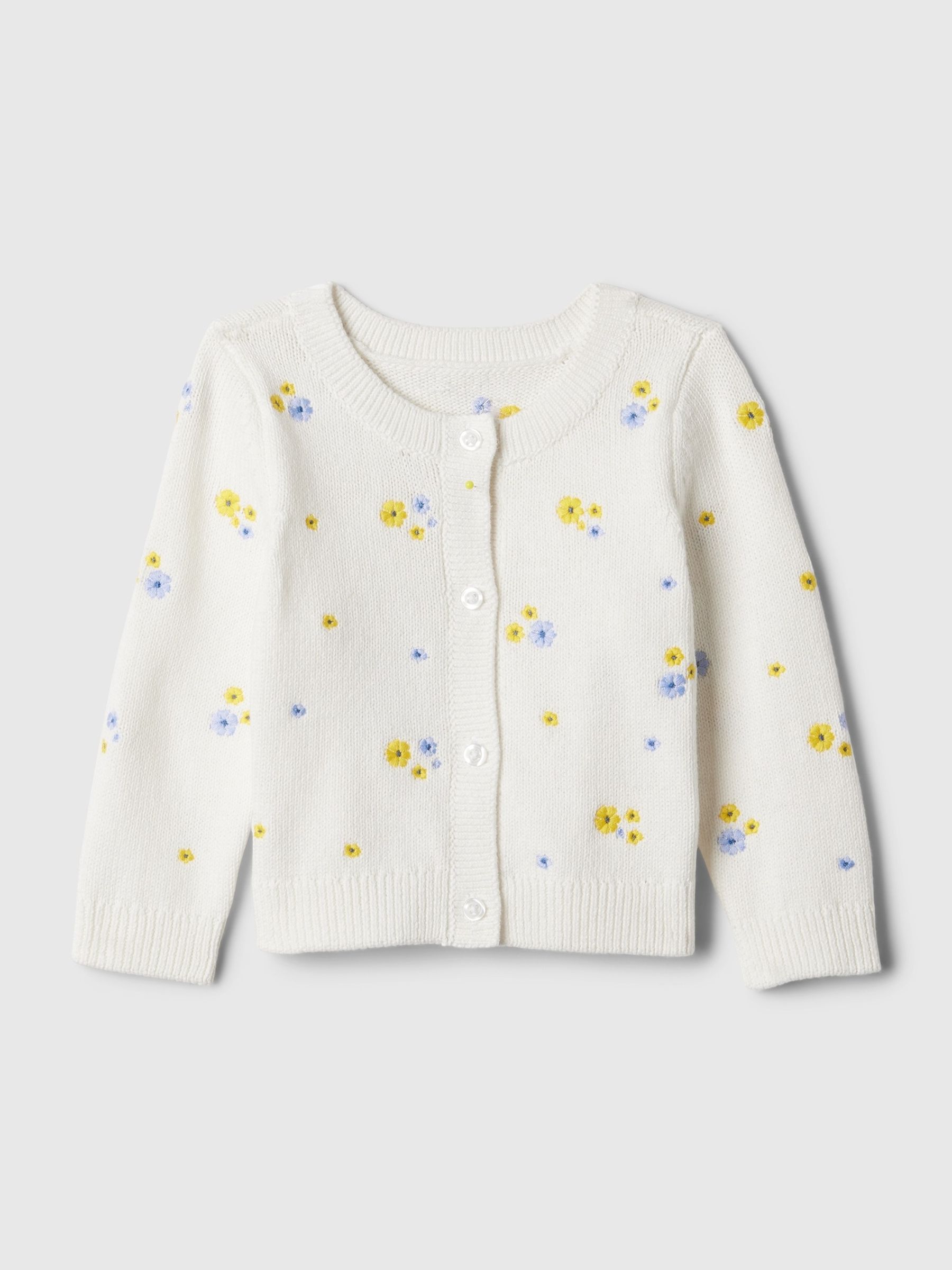 White Floral Knitted Cardigan (Newborn-24mths) - Image 1 of 3
