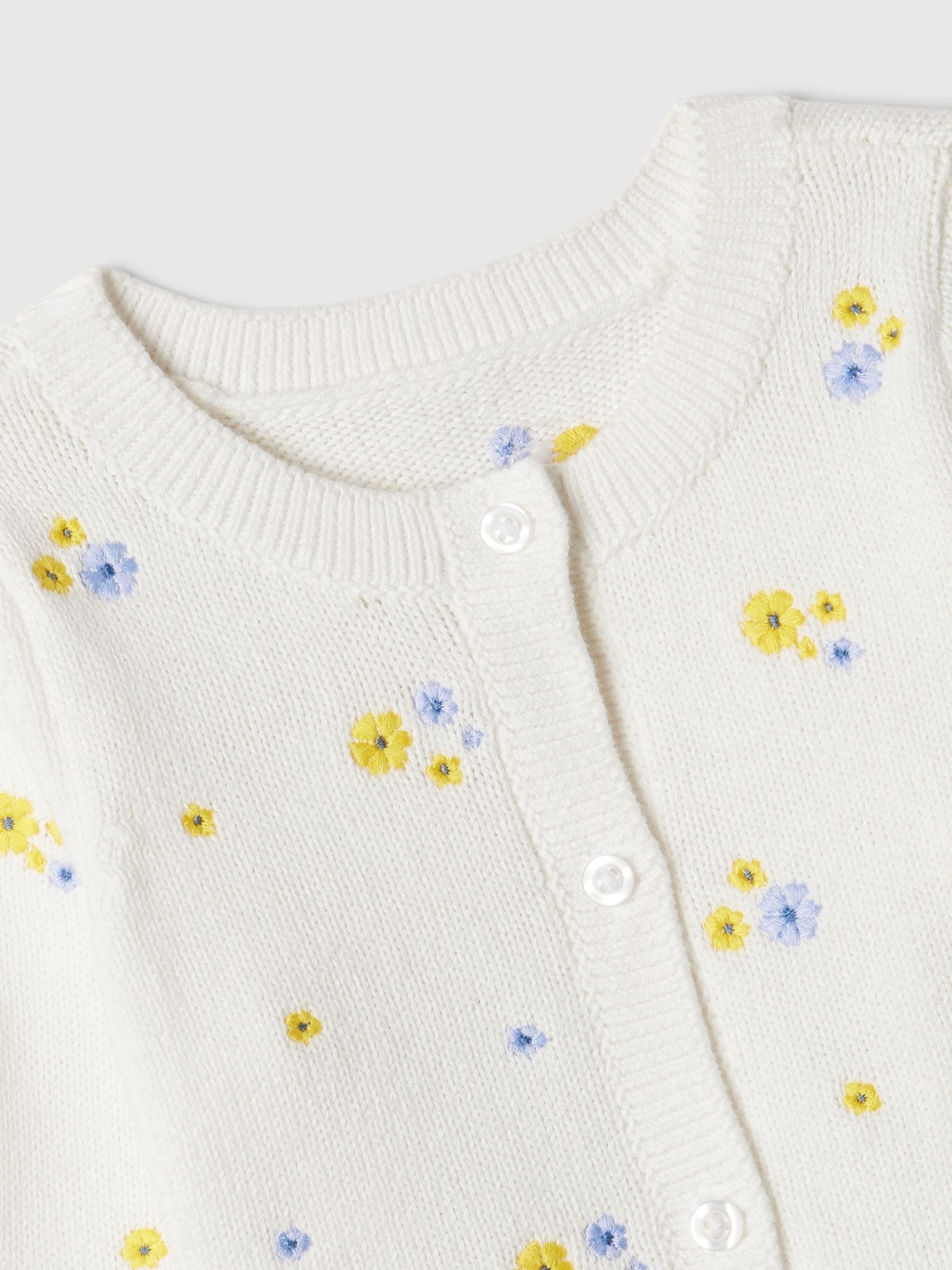 White Floral Knitted Cardigan (Newborn-24mths) - Image 3 of 3