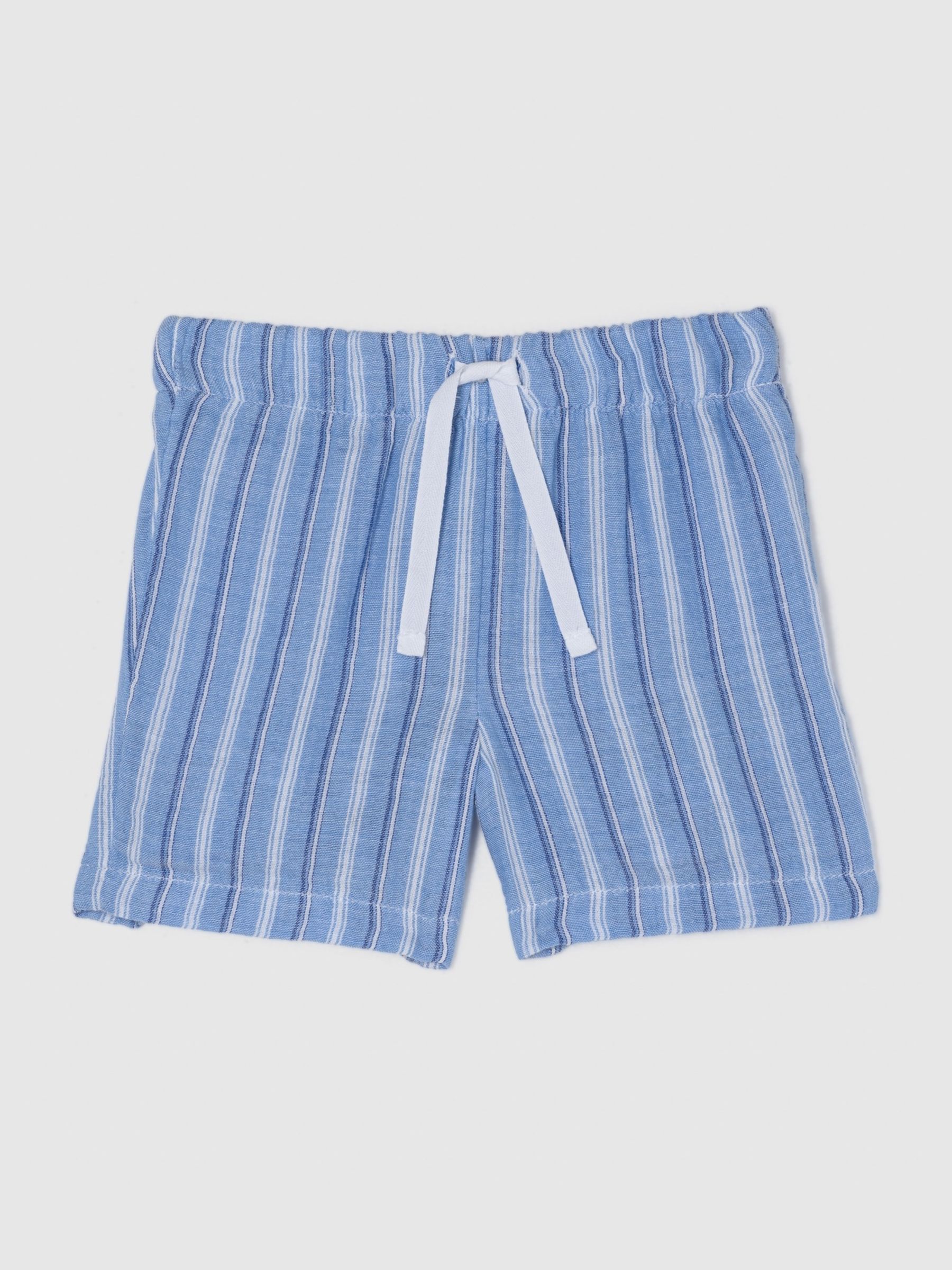 Blue Stripe Crinkle Cotton Brannan Bear Shirt and Shorts Set  (Newborn-24mths) - Image 5 of 7