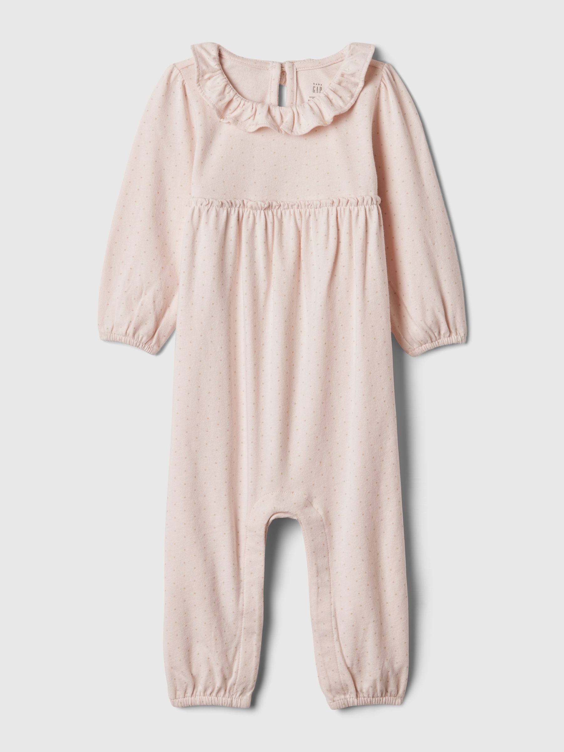 Pink Organic Cotton Ruffle Sleepsuit (Newborn-24mths) - Image 1 of 2