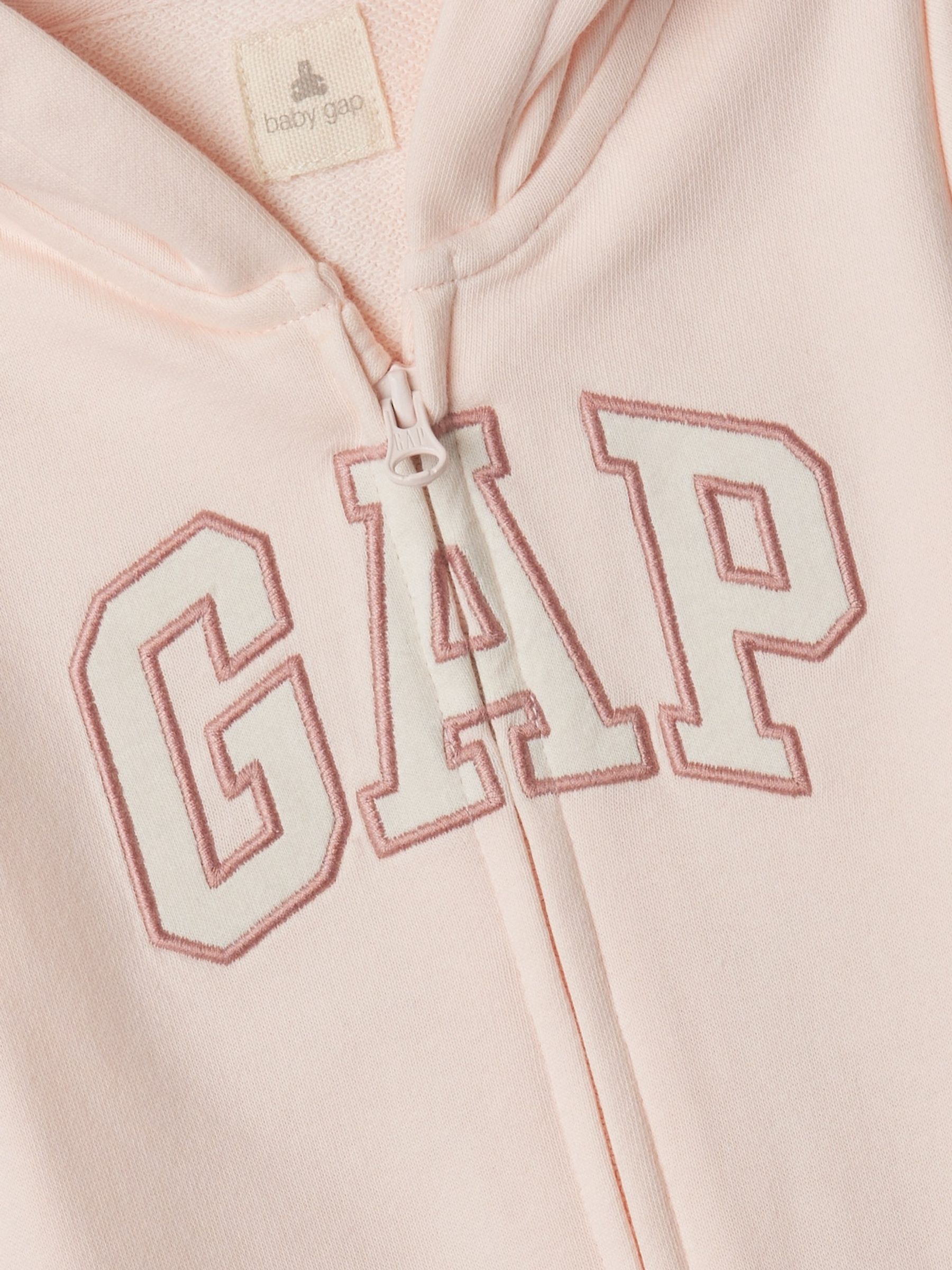 Pink Logo Zip Up Long Sleeve Sleepsuit (Newborn-24mths) - Image 3 of 3