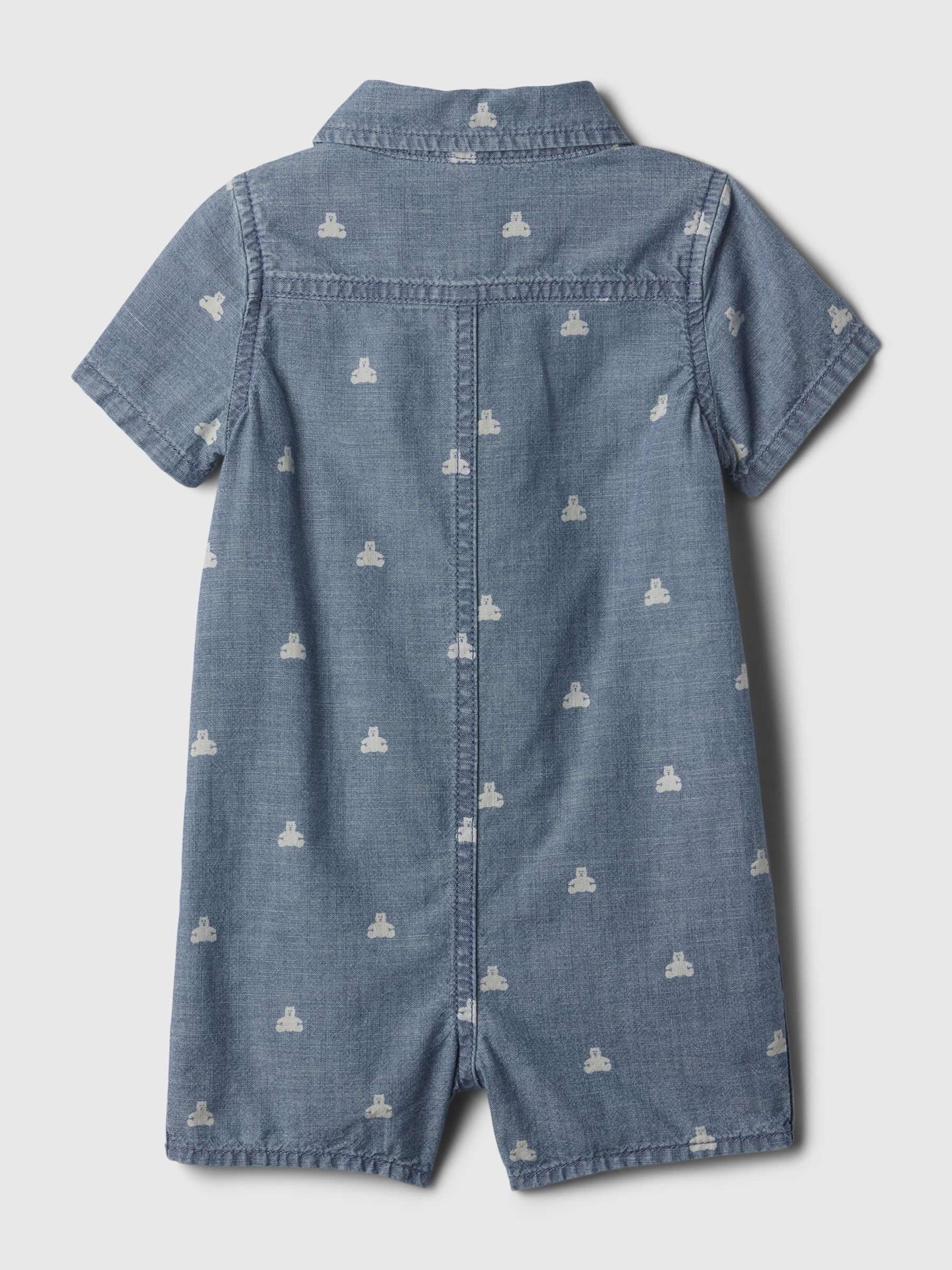 Blue Denim Shirt Romper (Newborn-24mths) - Image 2 of 2 Blue Denim Shirt Romper (Newborn-24mths) - Image 2 of 2
