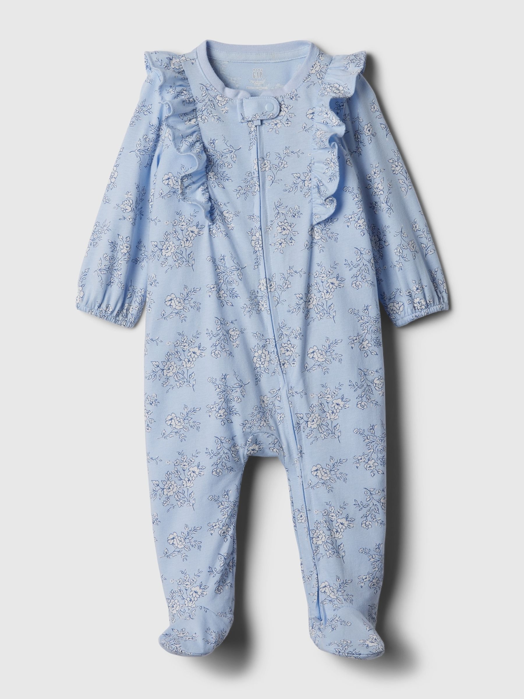 Blue First Favourites Floral Graphic Sleepsuit (Newborn-9mths) - Image 1 of 2