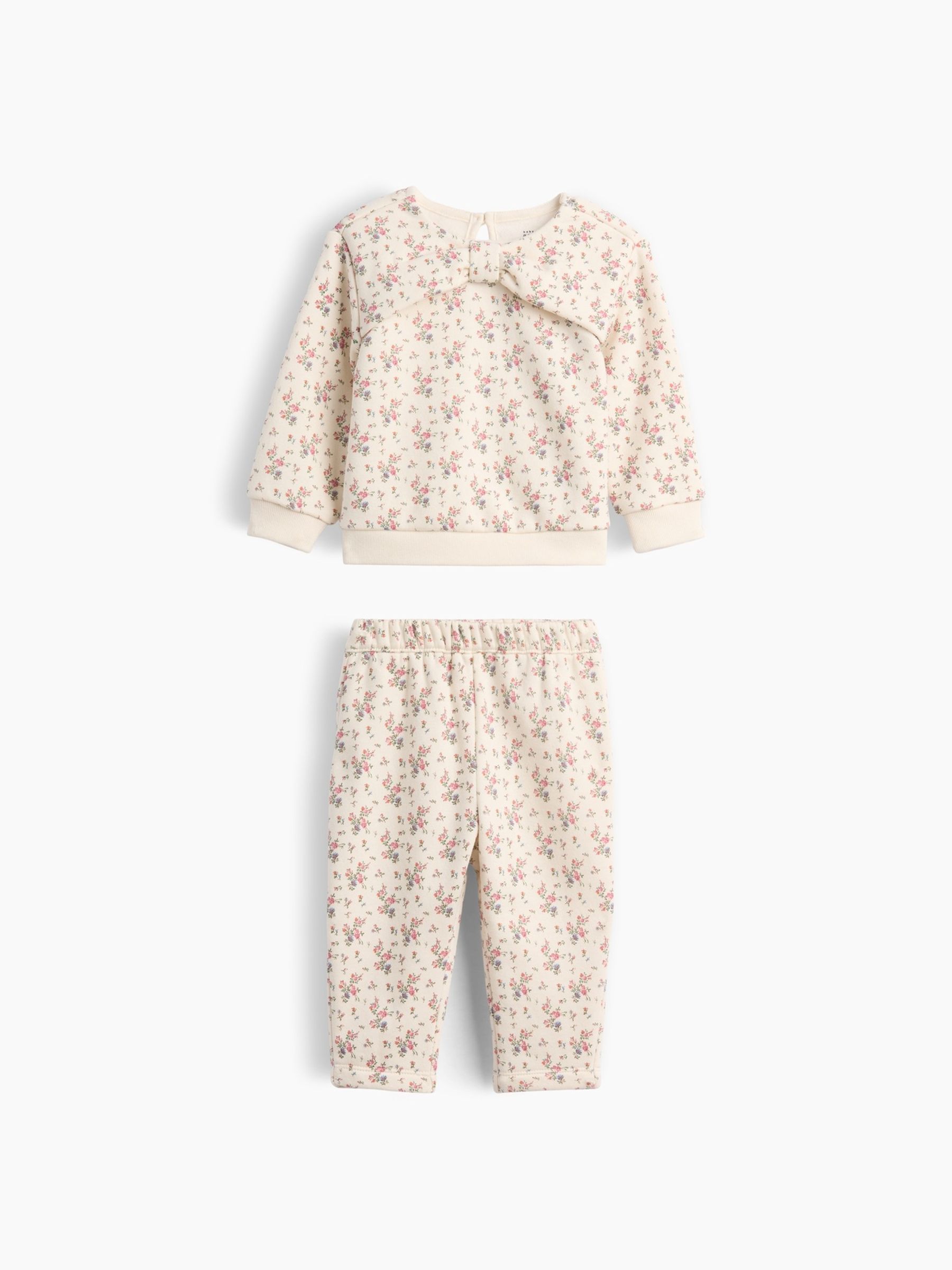 Cream Floral Vintage Soft Bow Sweat Set - Image 1 of 2 Cream Floral Vintage Soft Bow Sweat Set - Image 1 of 2