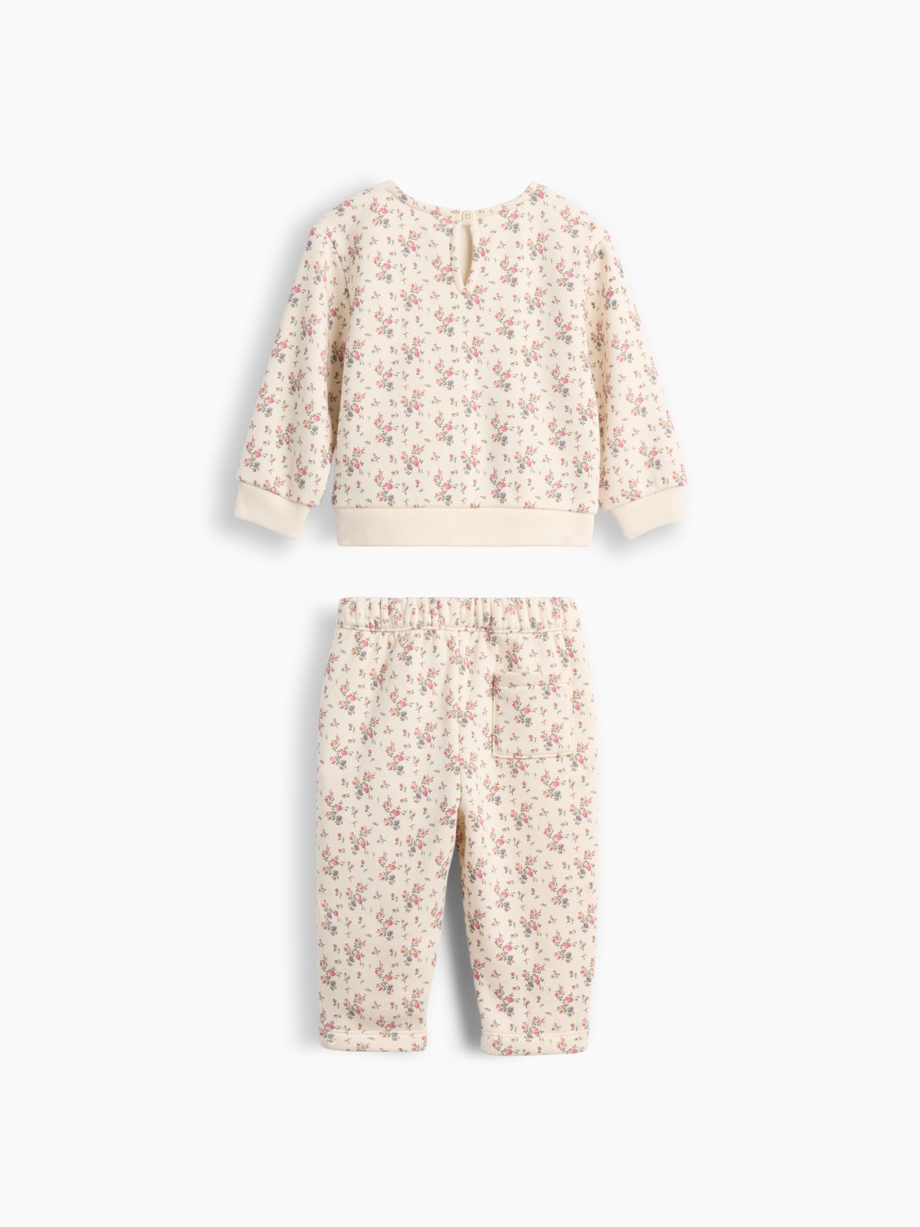 Cream Floral Vintage Soft Bow Sweat Set - Image 2 of 2