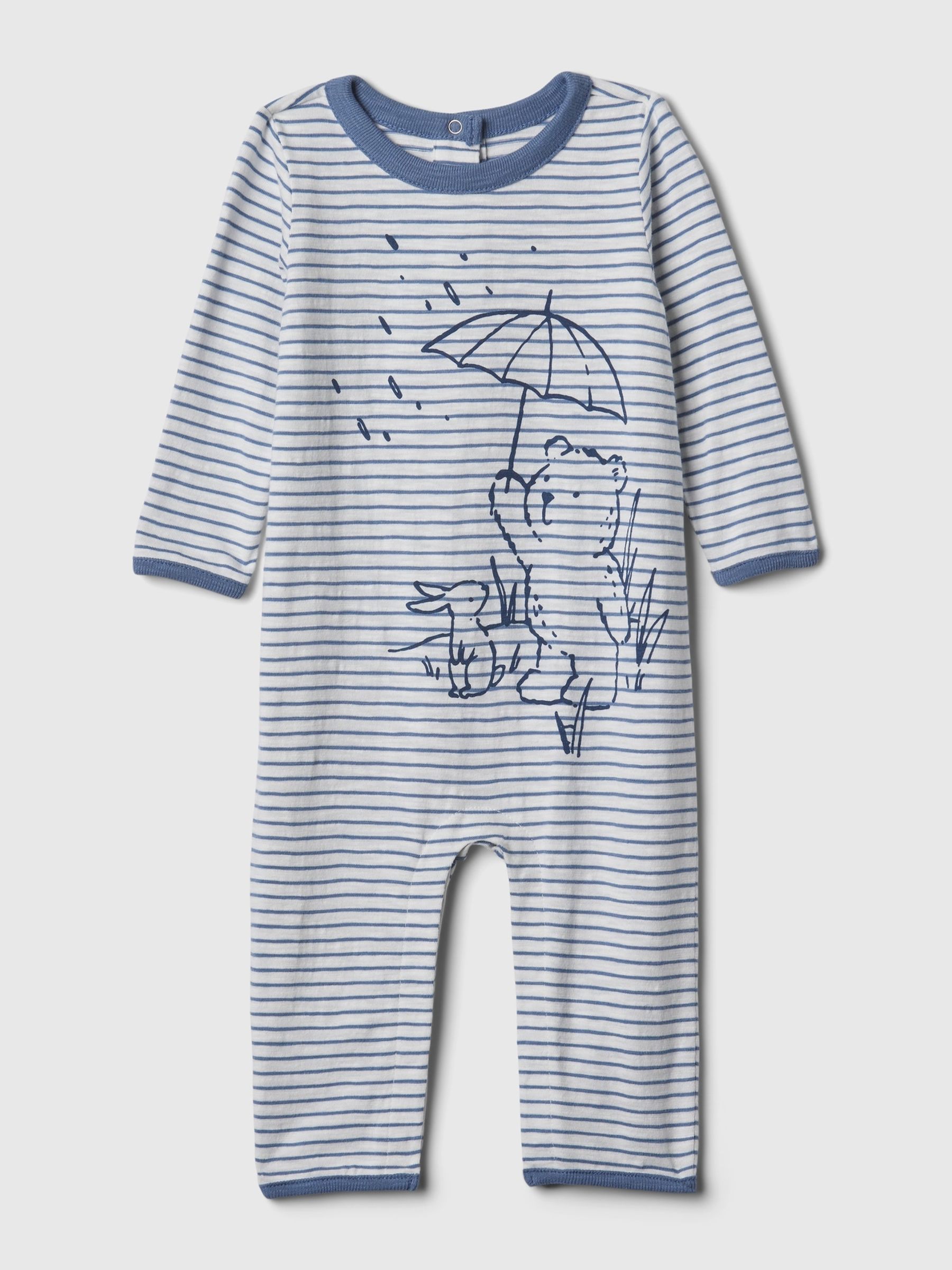 Blue Graphic Print Stripe Baby Sleepsuit (Newborn-24mths) - Image 1 of 1