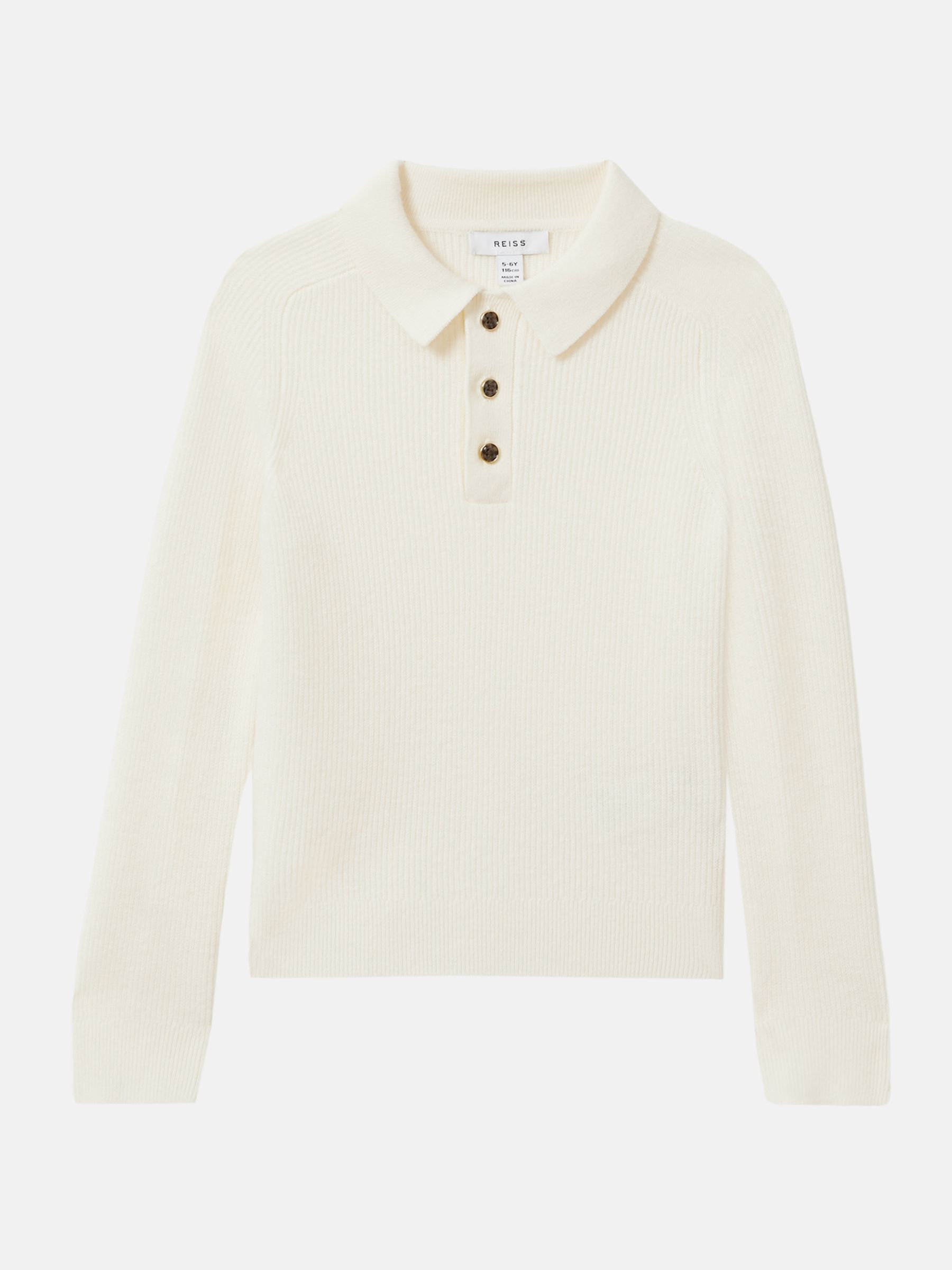 Senior Merino Wool Polo Shirt in Ecru - Image 2 of 6