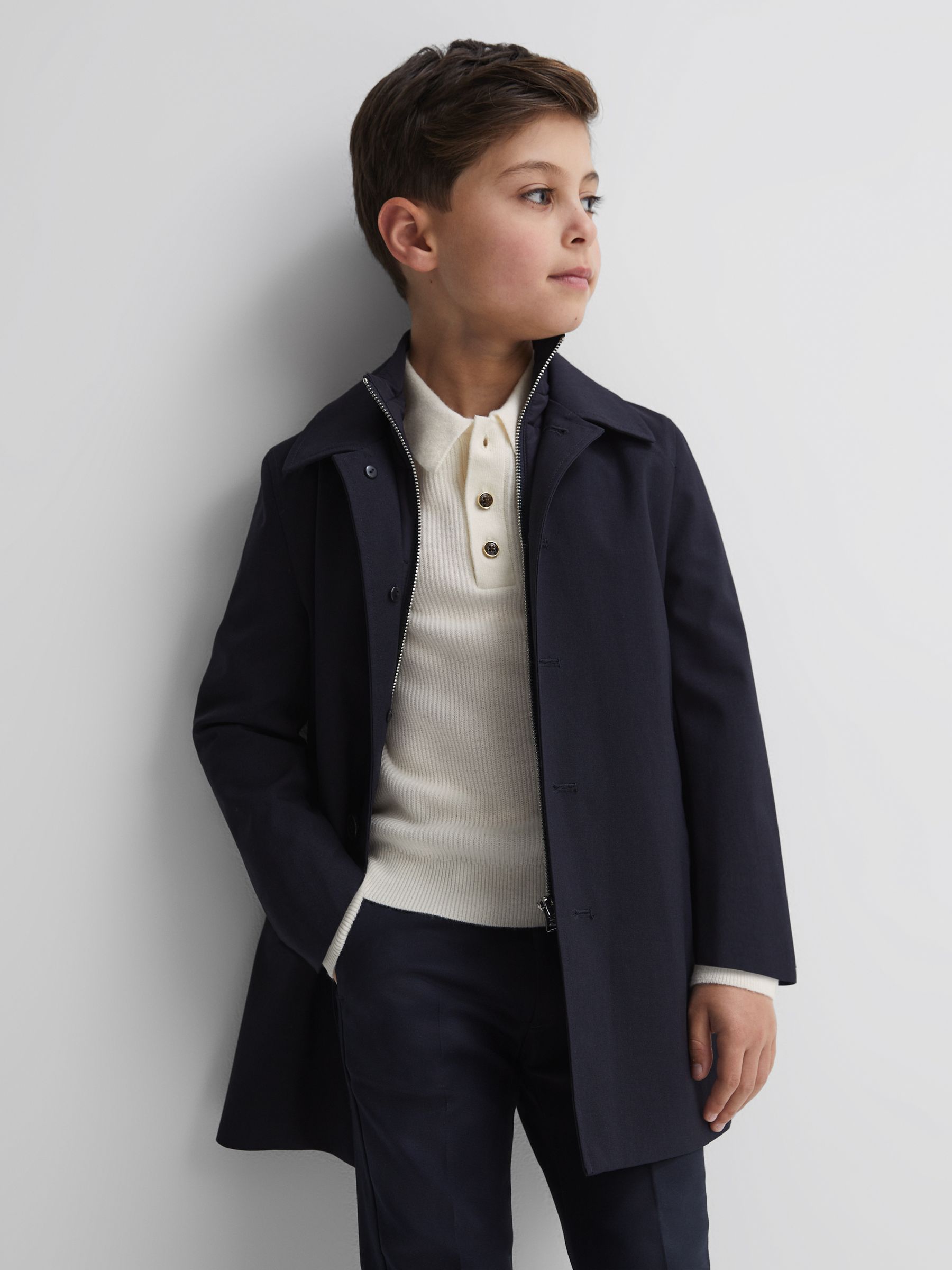 Senior Merino Wool Polo Shirt in Ecru - Image 4 of 6