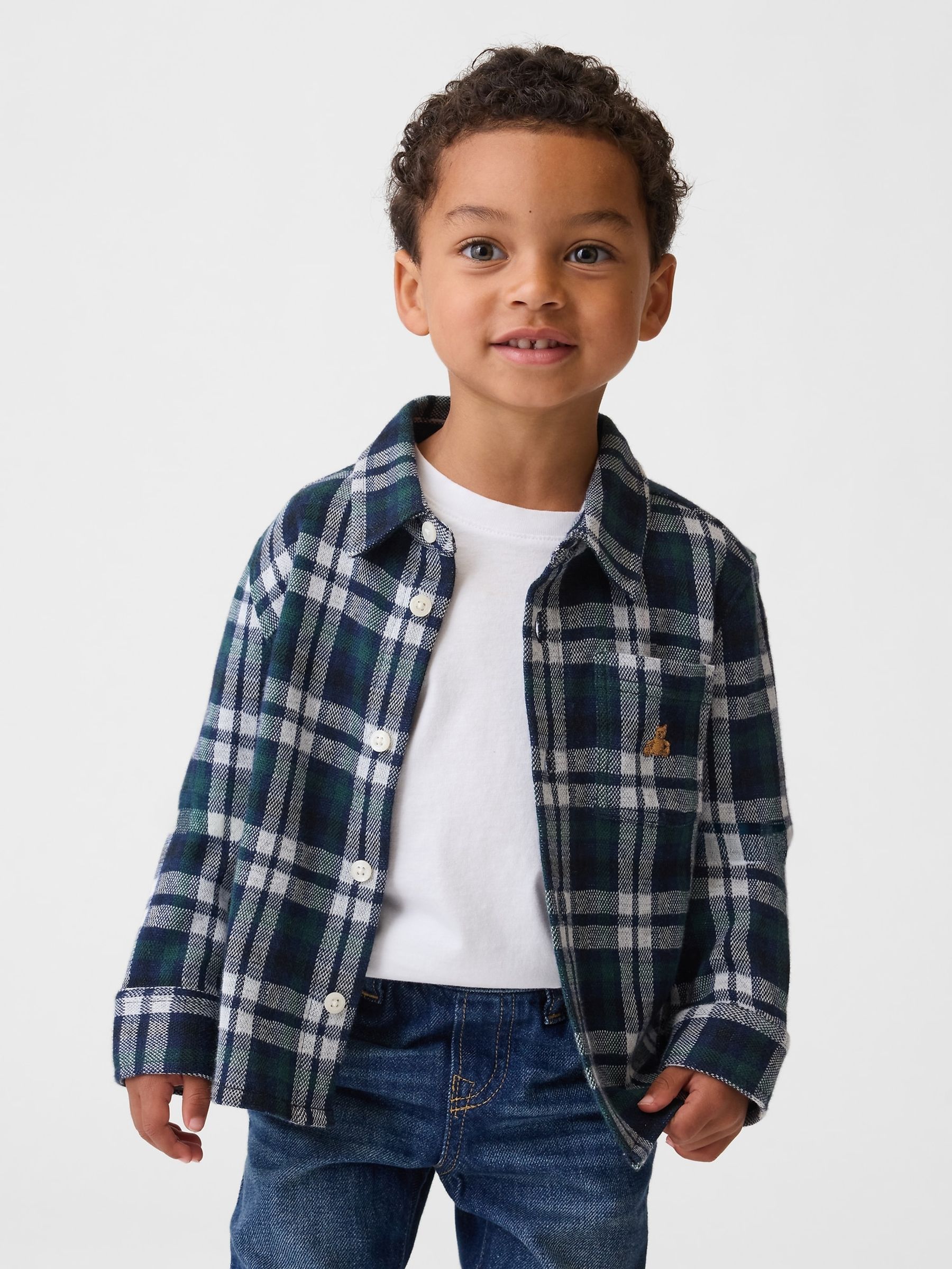 Blue Knit Jersey Check Shirt - Image 1 of 3 Blue Knit Jersey Check Shirt - Image 1 of 3
