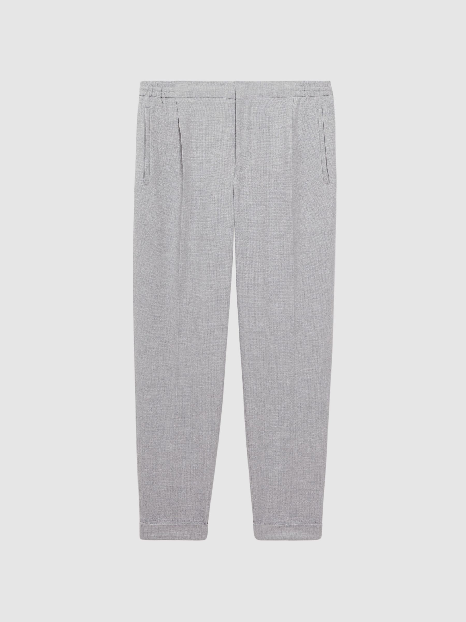 Seersucker Elasticated Trousers in Soft Grey - Image 2 of 4