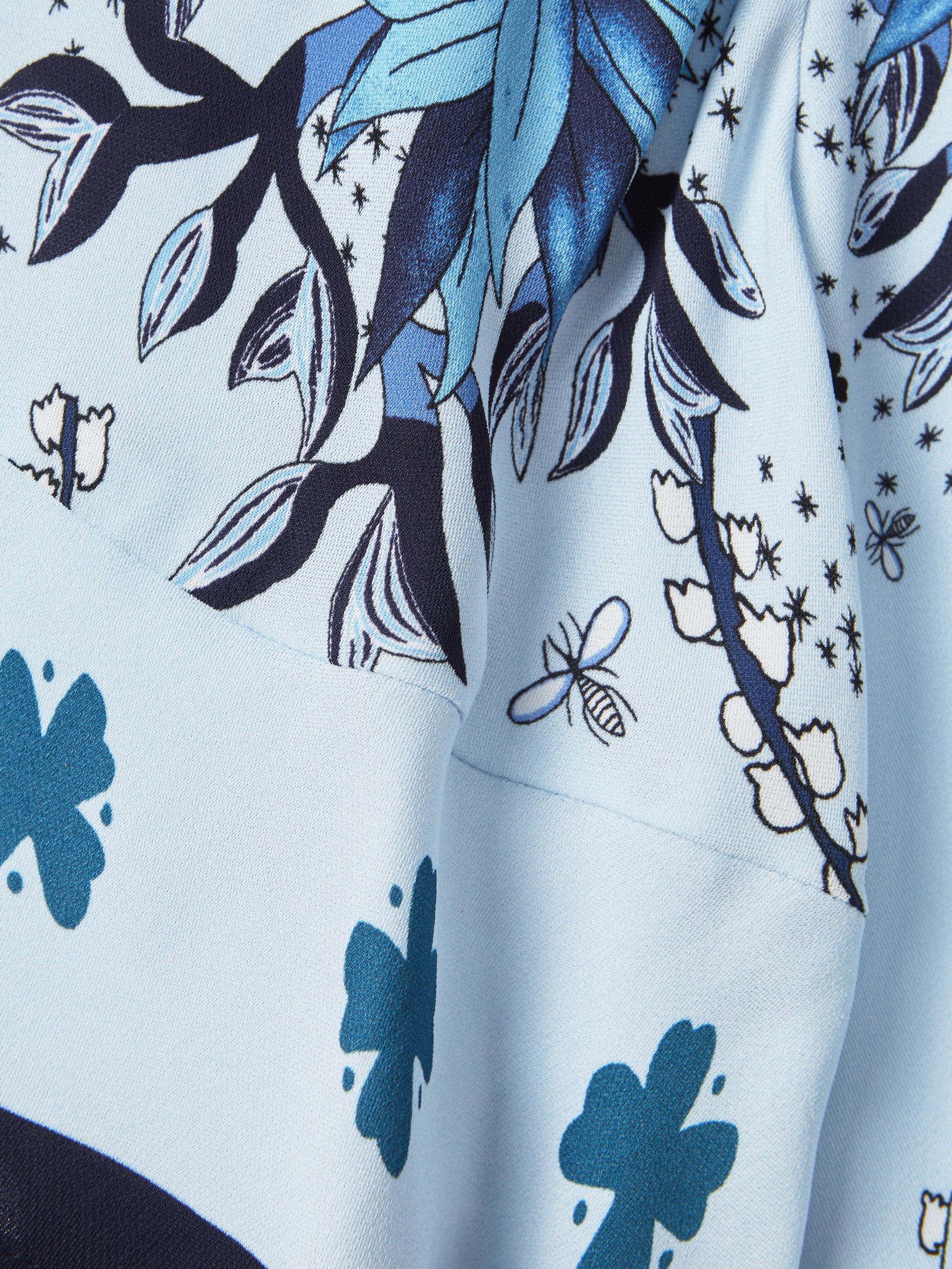 9-13 yrs Printed Flared Sleeve Dress in Blue - Image 4 of 4