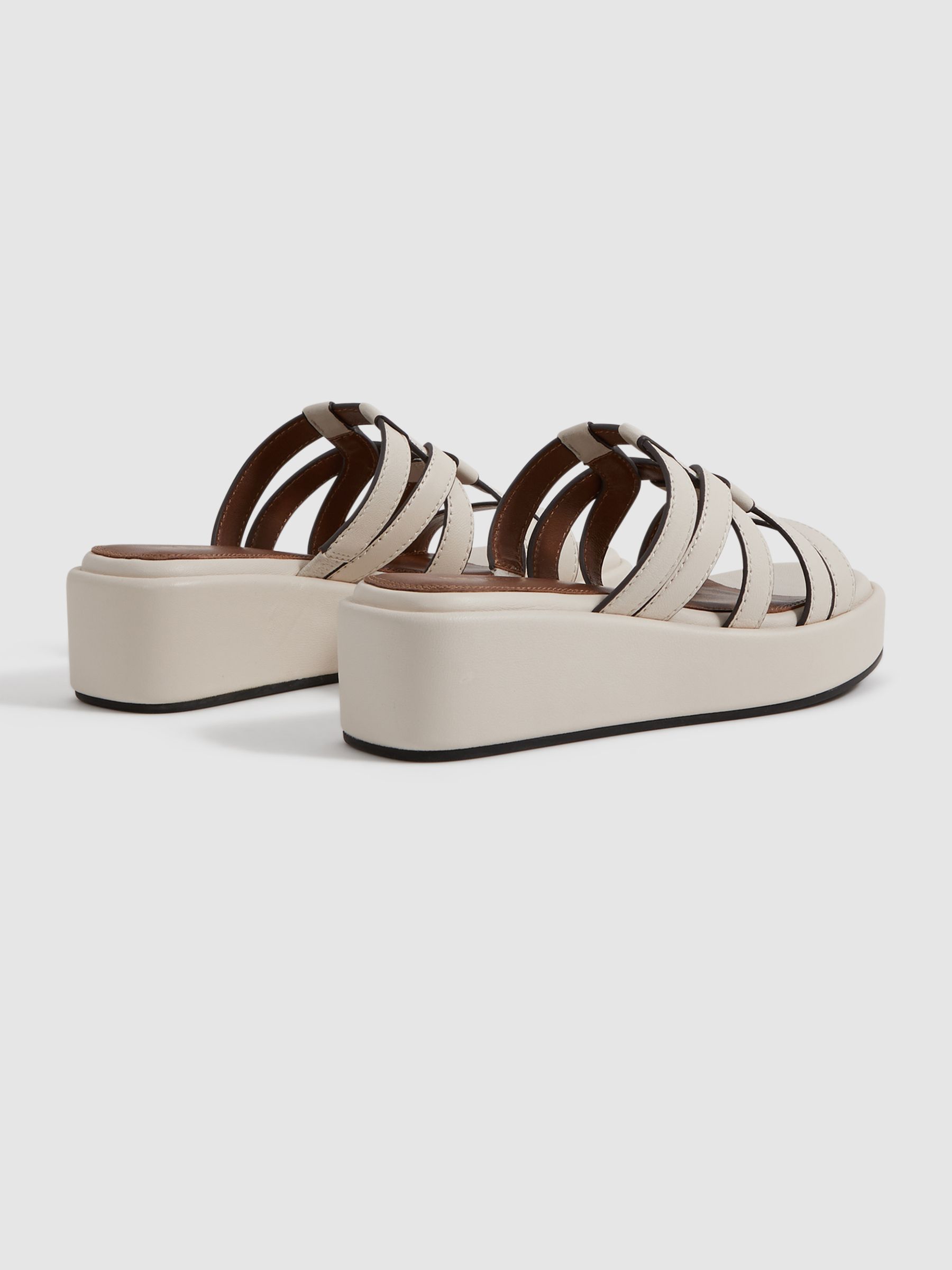Leather Strappy Platform Sandals in White - Image 4 of 5