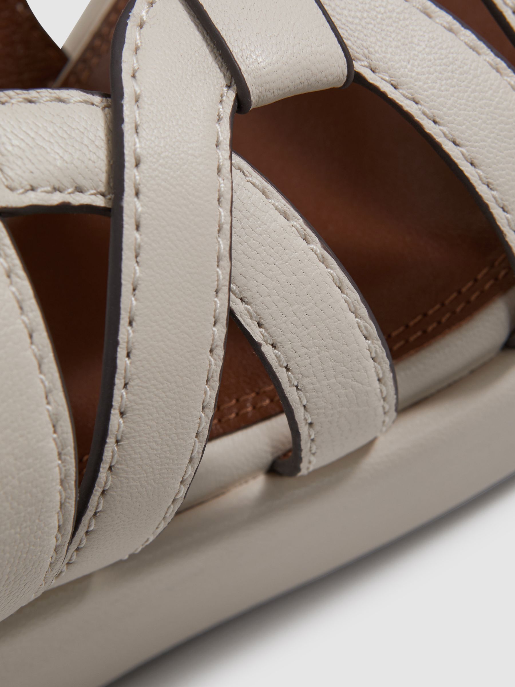 Leather Strappy Platform Sandals in White - Image 5 of 5