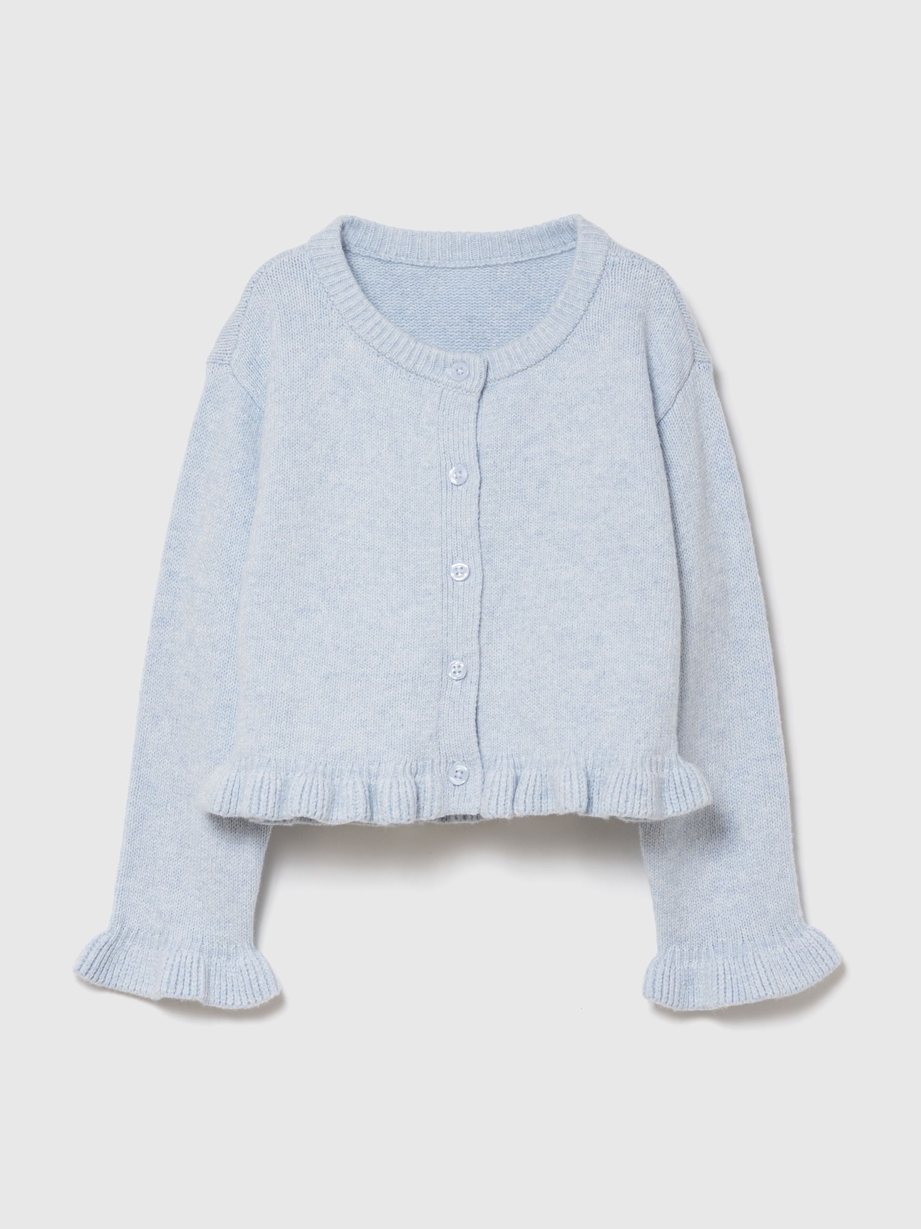 Light Blue CashSoft Ruffle Cardigan - Image 1 of 2