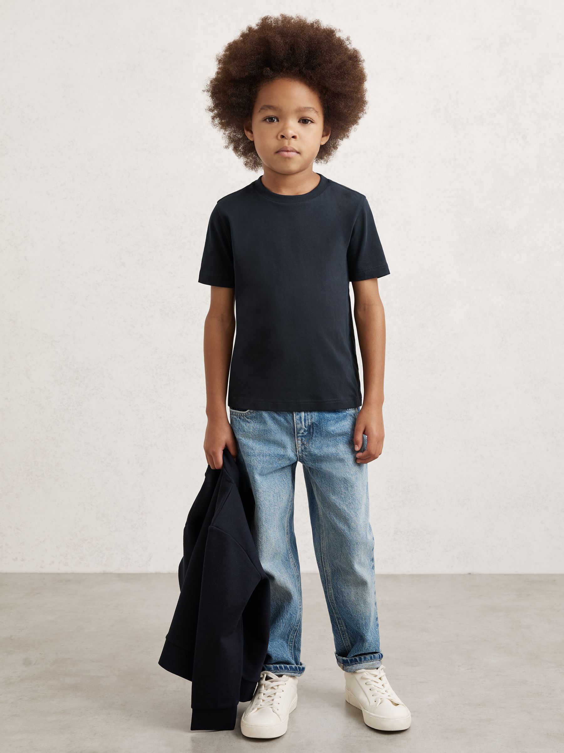 13-14 yrs Cotton Crew Neck T-Shirt in Navy - Image 3 of 7