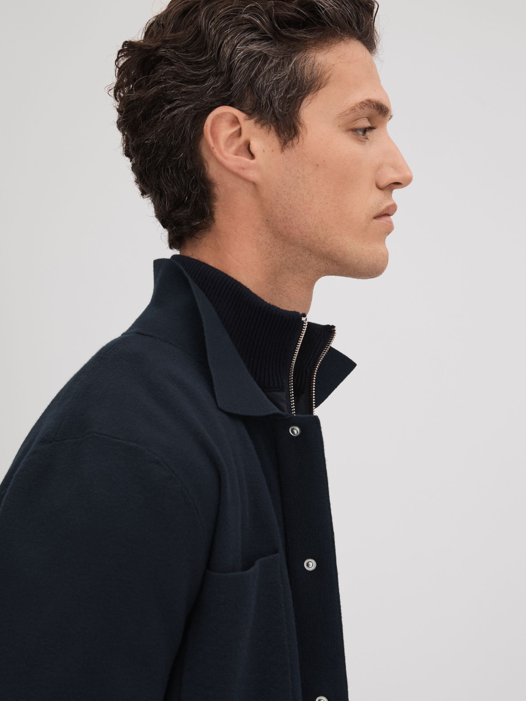 Hybrid Funnel Neck Jacket in Navy - Image 4 of 6