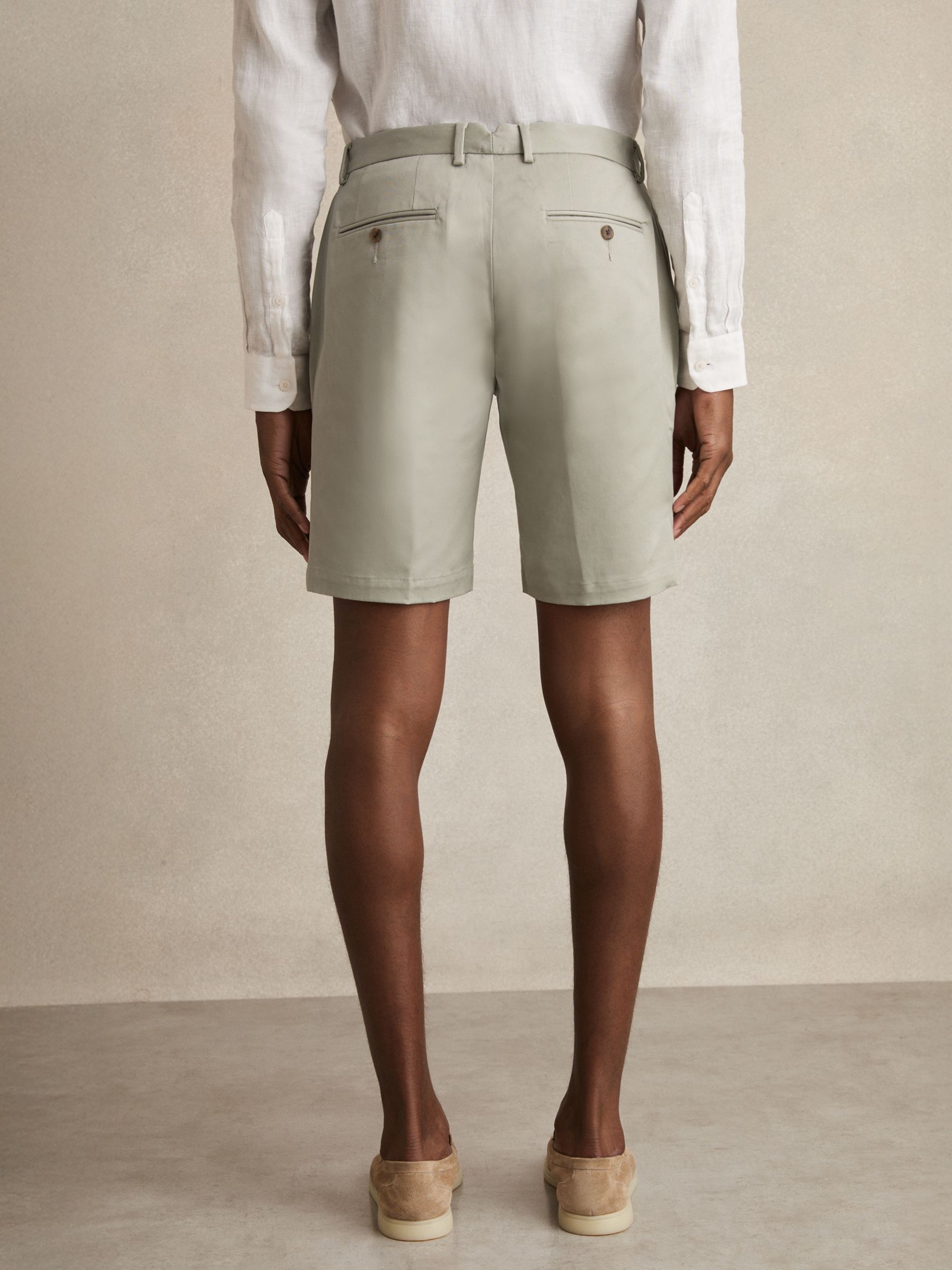 Cotton Chino Shorts With Stretch in Soft Sage - Image 5 of 6