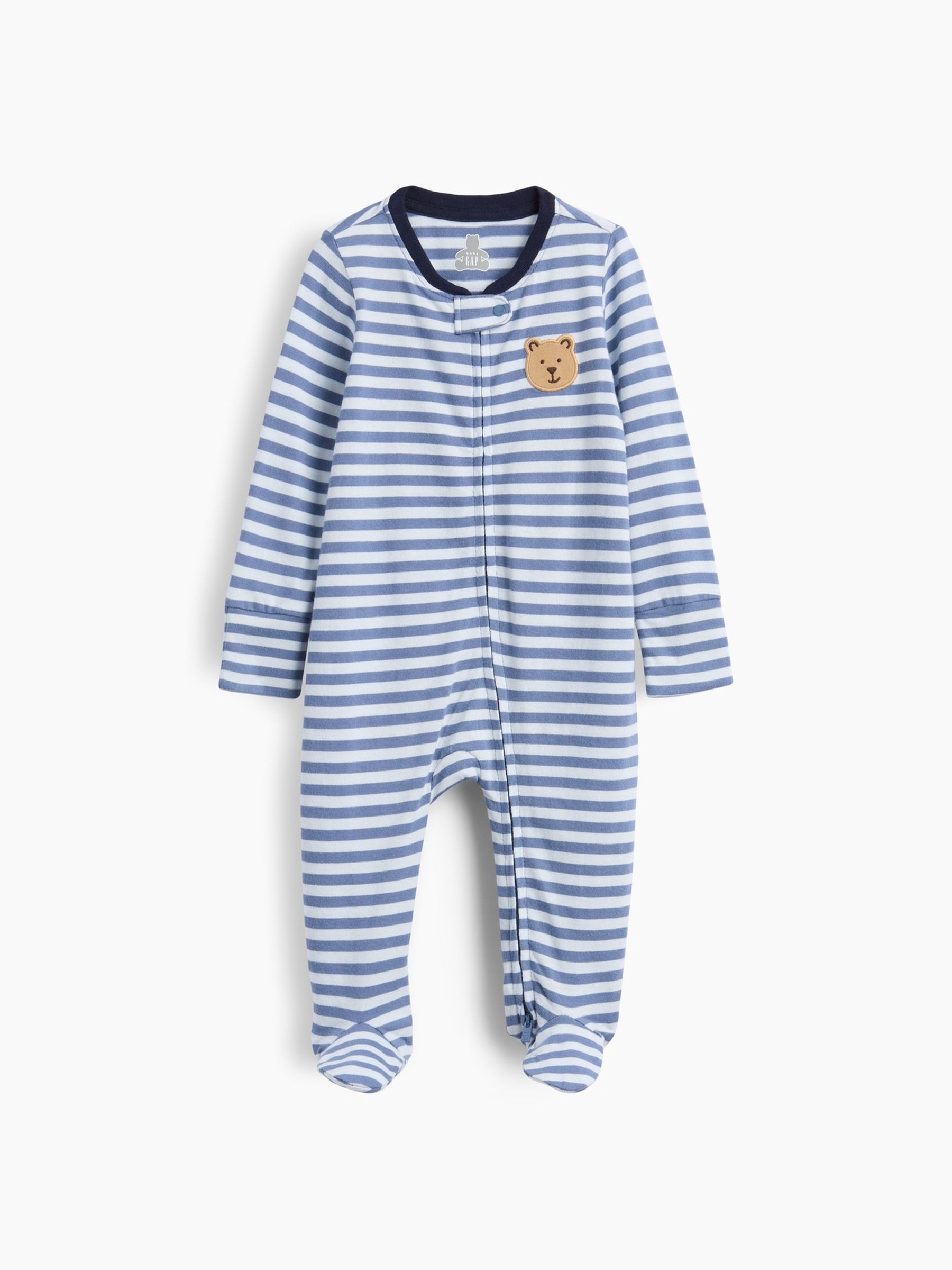 Blue Stripe Brannan Bear Baby First Favourites Cotton One-Piece - Image 1 of 3