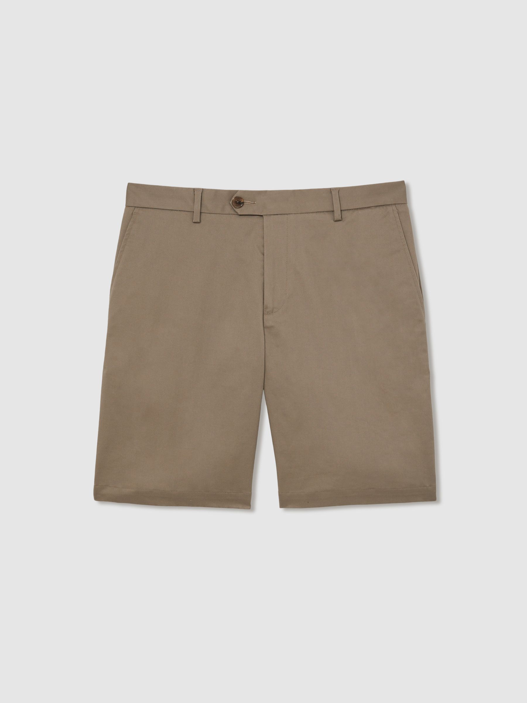 Oe Hampton Cotton Chino Shorts with Stretch in Taupe - Image 2 of 6