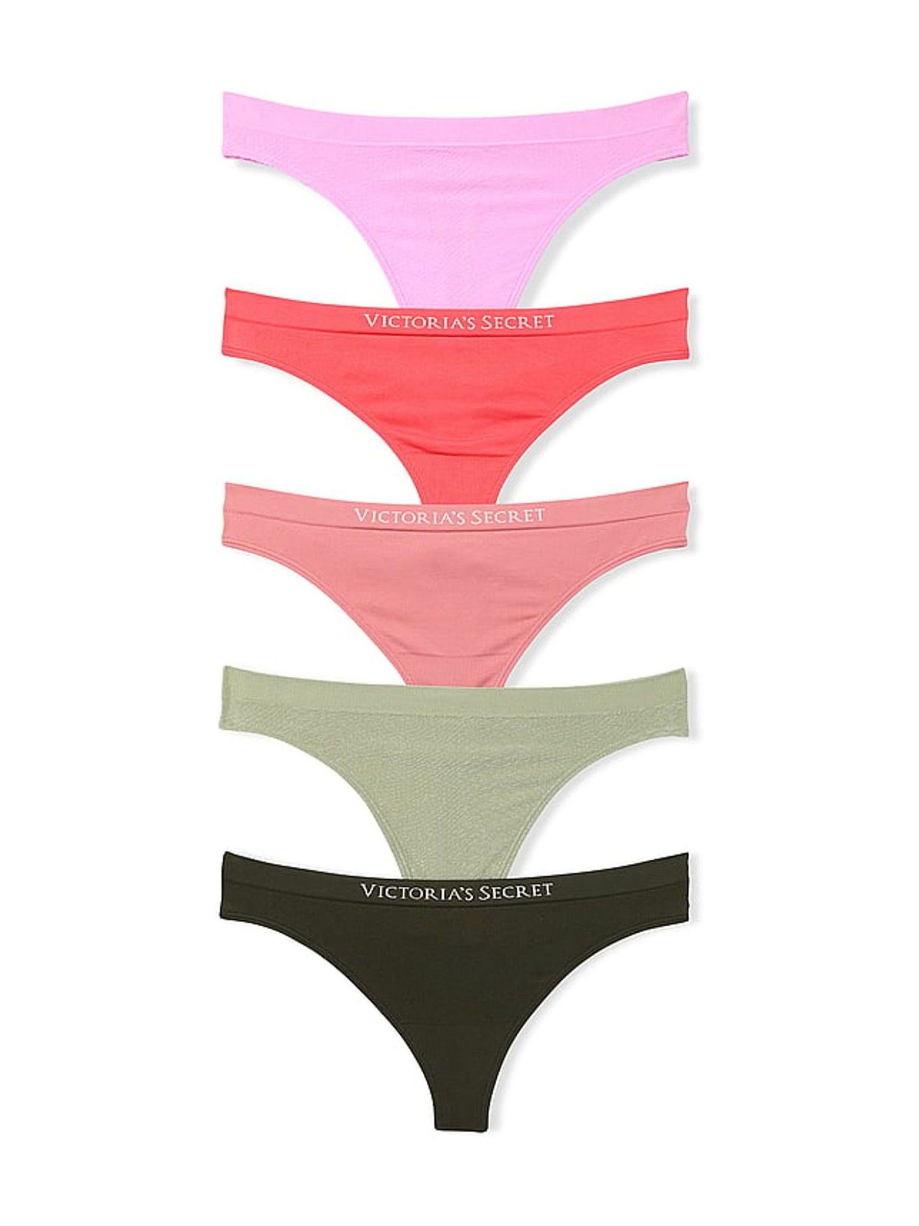 Purple/Pink/Green Thong 5 Pack Knickers - Image 1 of 3 Purple/Pink/Green Thong 5 Pack Knickers - Image 1 of 3