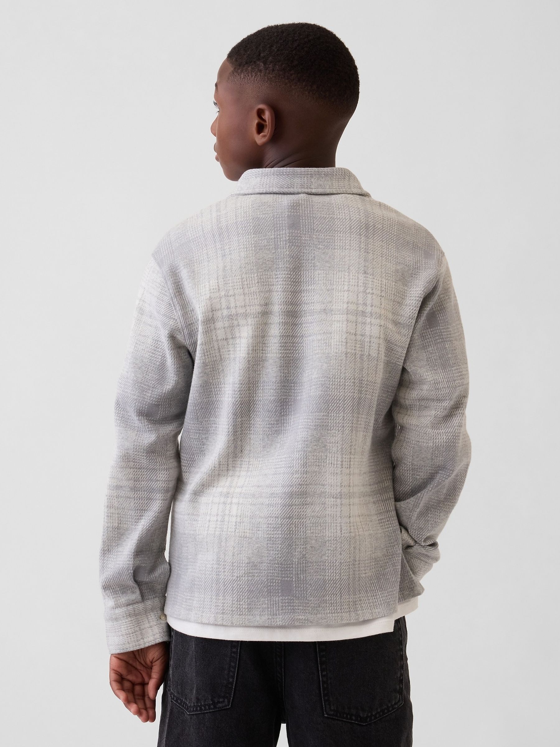 Grey Knit Jersey Check Shirt - Image 2 of 5