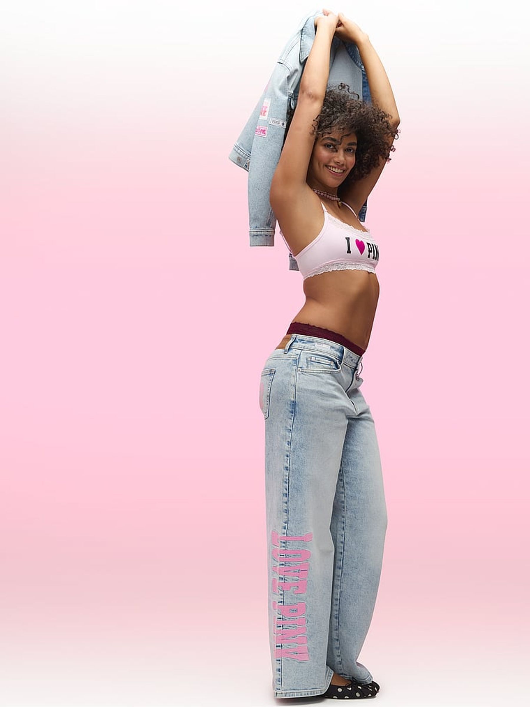 Light Wash Blue Logo Mid-Rise Baggy Wide Leg Jeans - Image 3 of 3 Light Wash Blue Logo Mid-Rise Baggy Wide Leg Jeans - Image 3 of 3