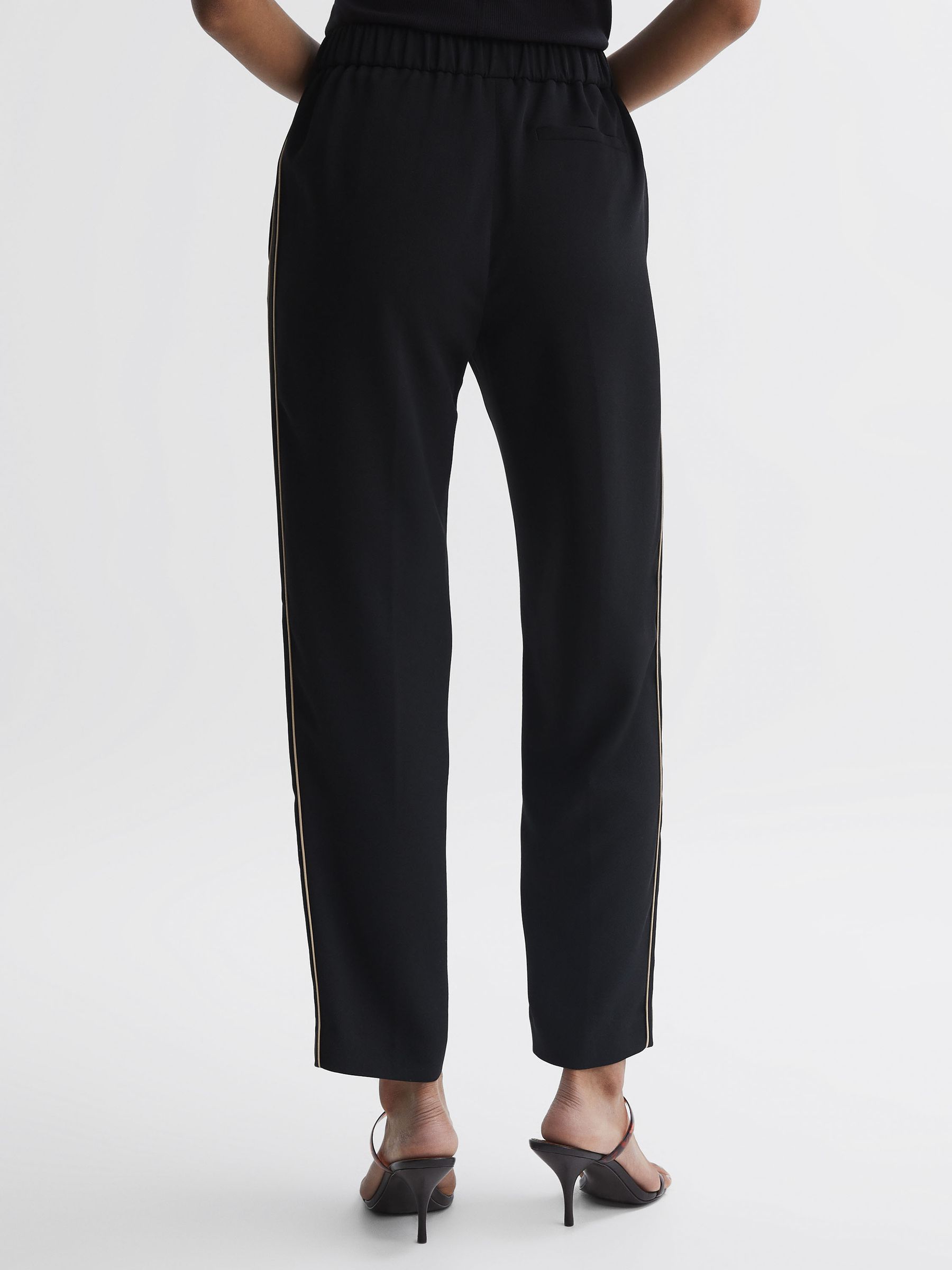 Premium Side Stripe Zip Pocket Track Pants (Black - Yellow