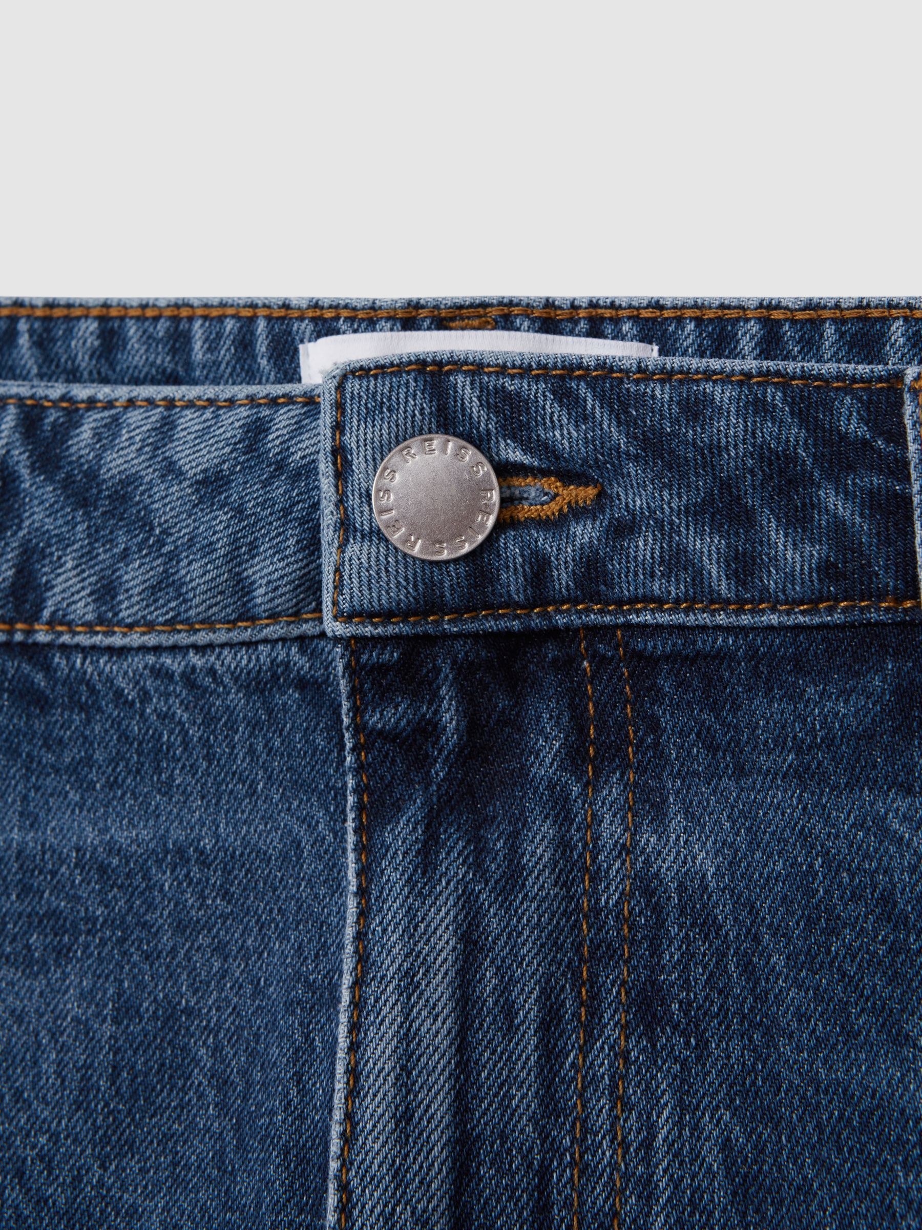 Tapered Slim Fit Washed Jeans in Mid Blue Wash - Image 6 of 6