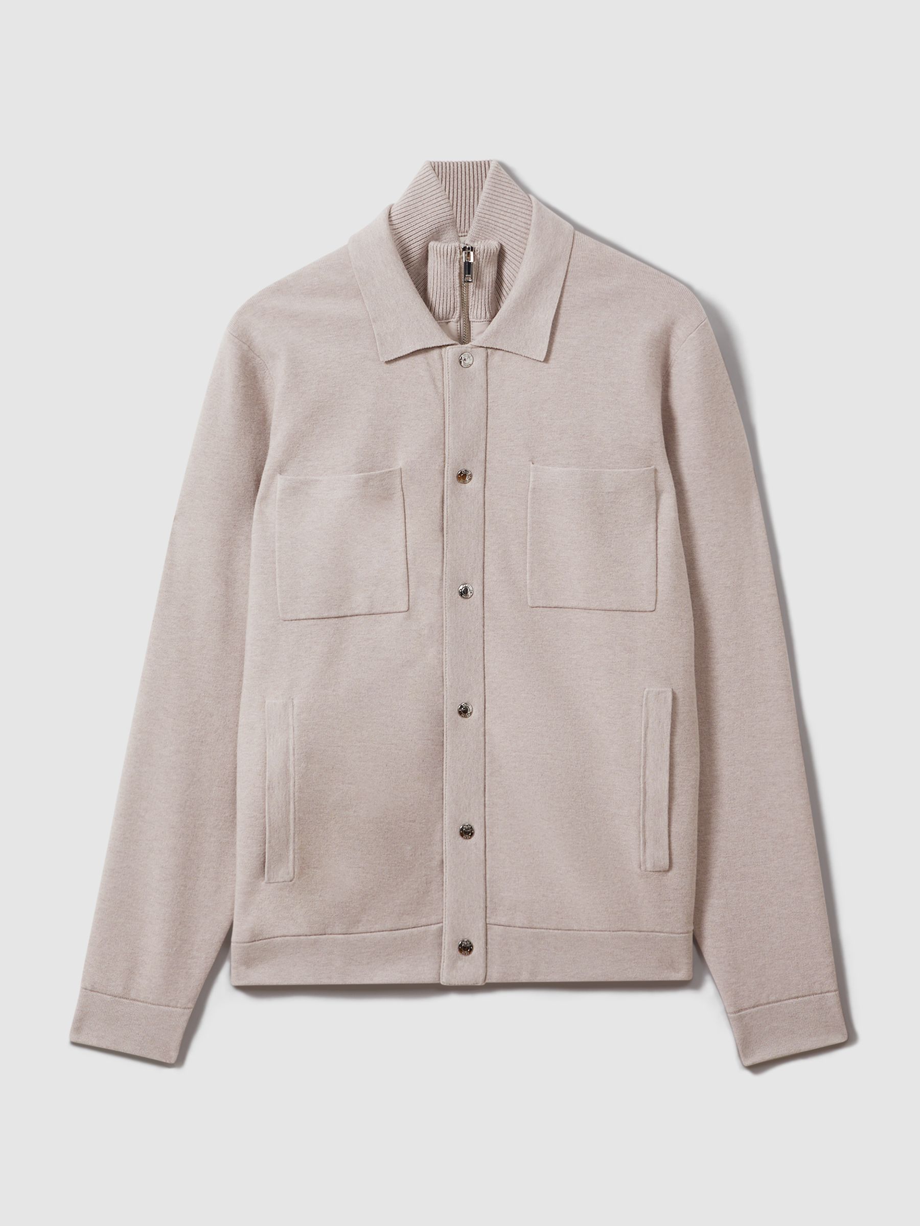 Hybrid Funnel Neck Jacket in Oatmeal Melange - Image 2 of 6 Hybrid Funnel Neck Jacket in Oatmeal Melange - Image 2 of 6