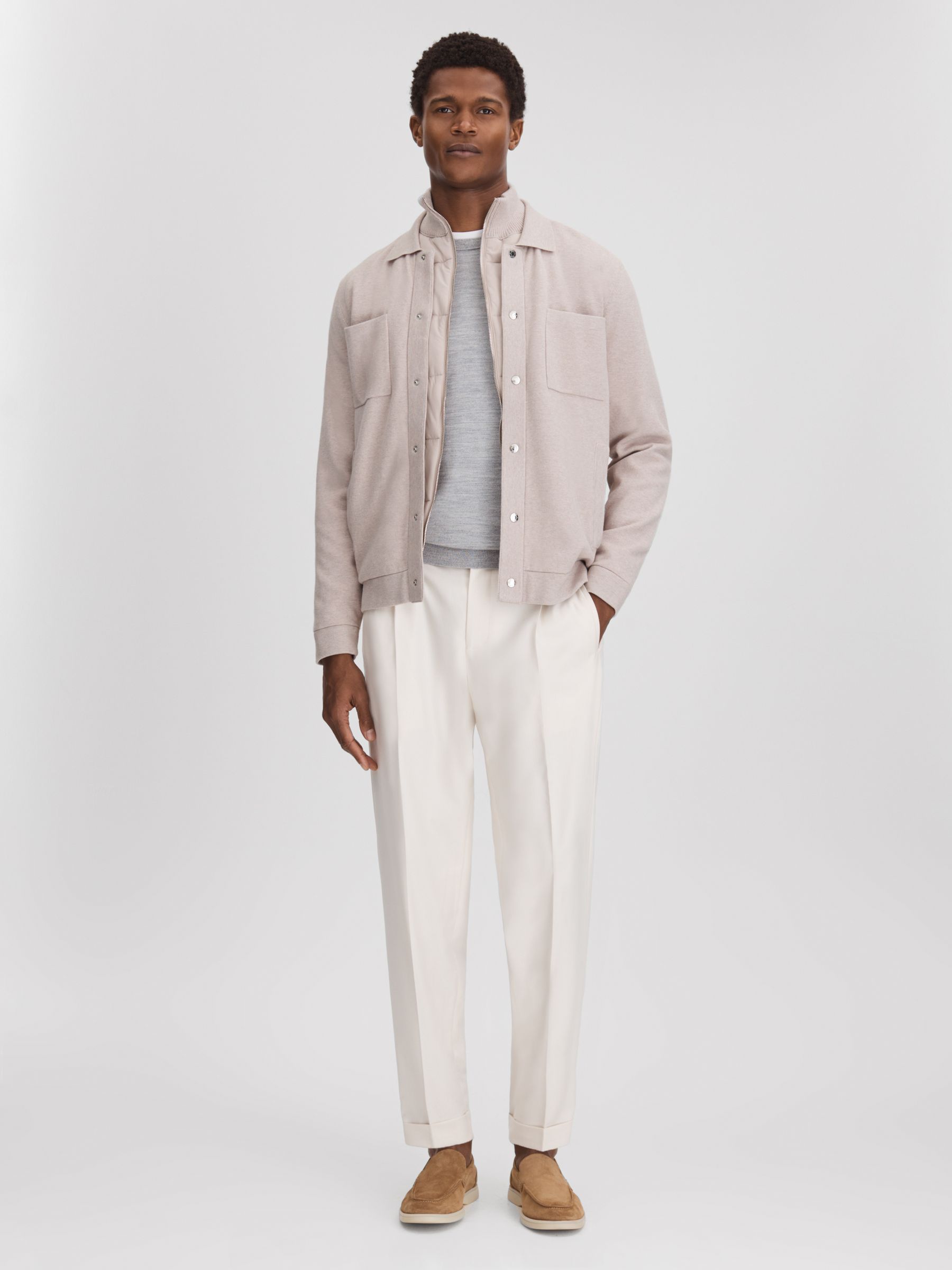 Hybrid Funnel Neck Jacket in Oatmeal Melange - Image 3 of 6