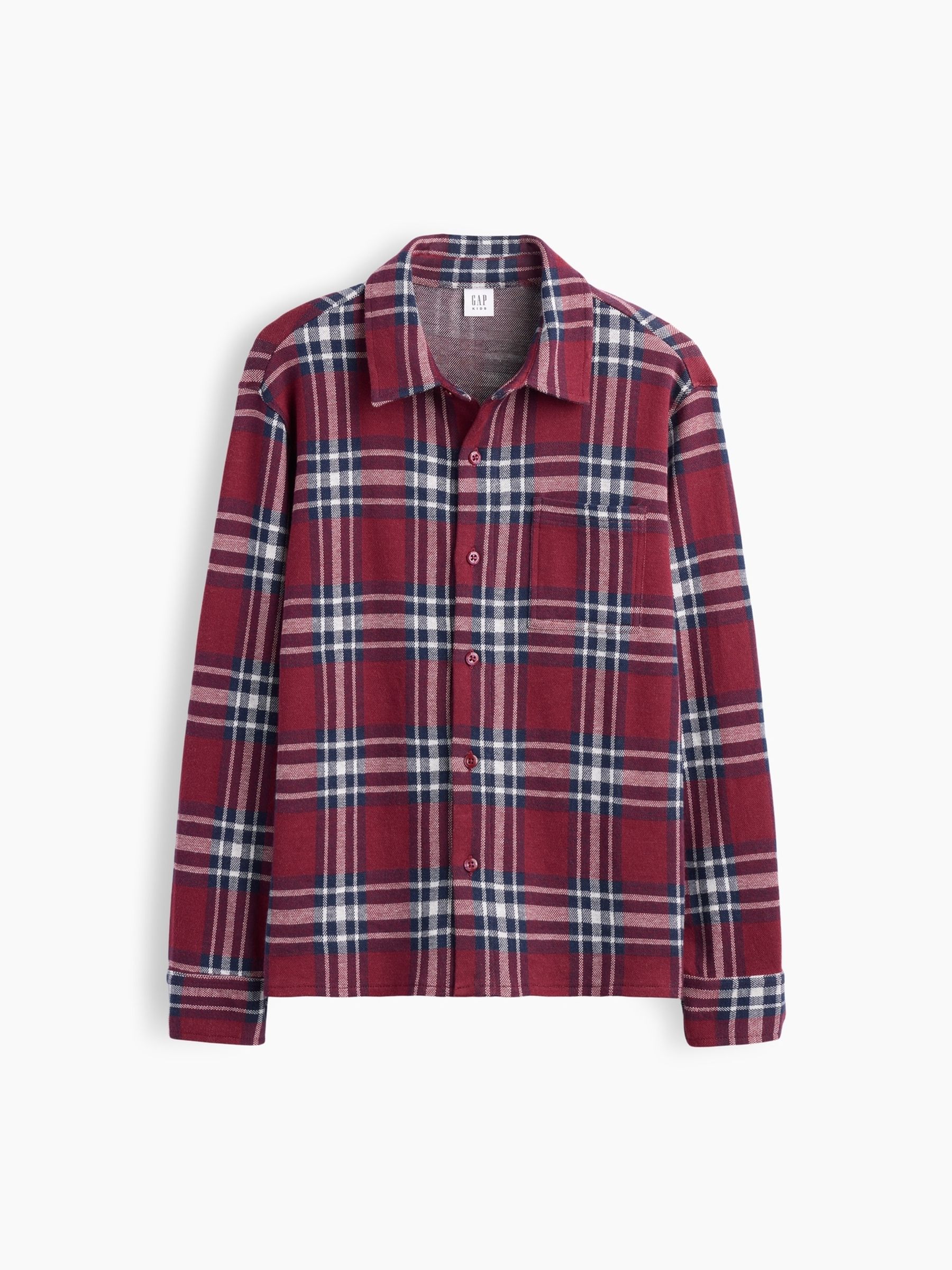 Burgundy Red Knit Jersey Check Shirt - Image 4 of 5