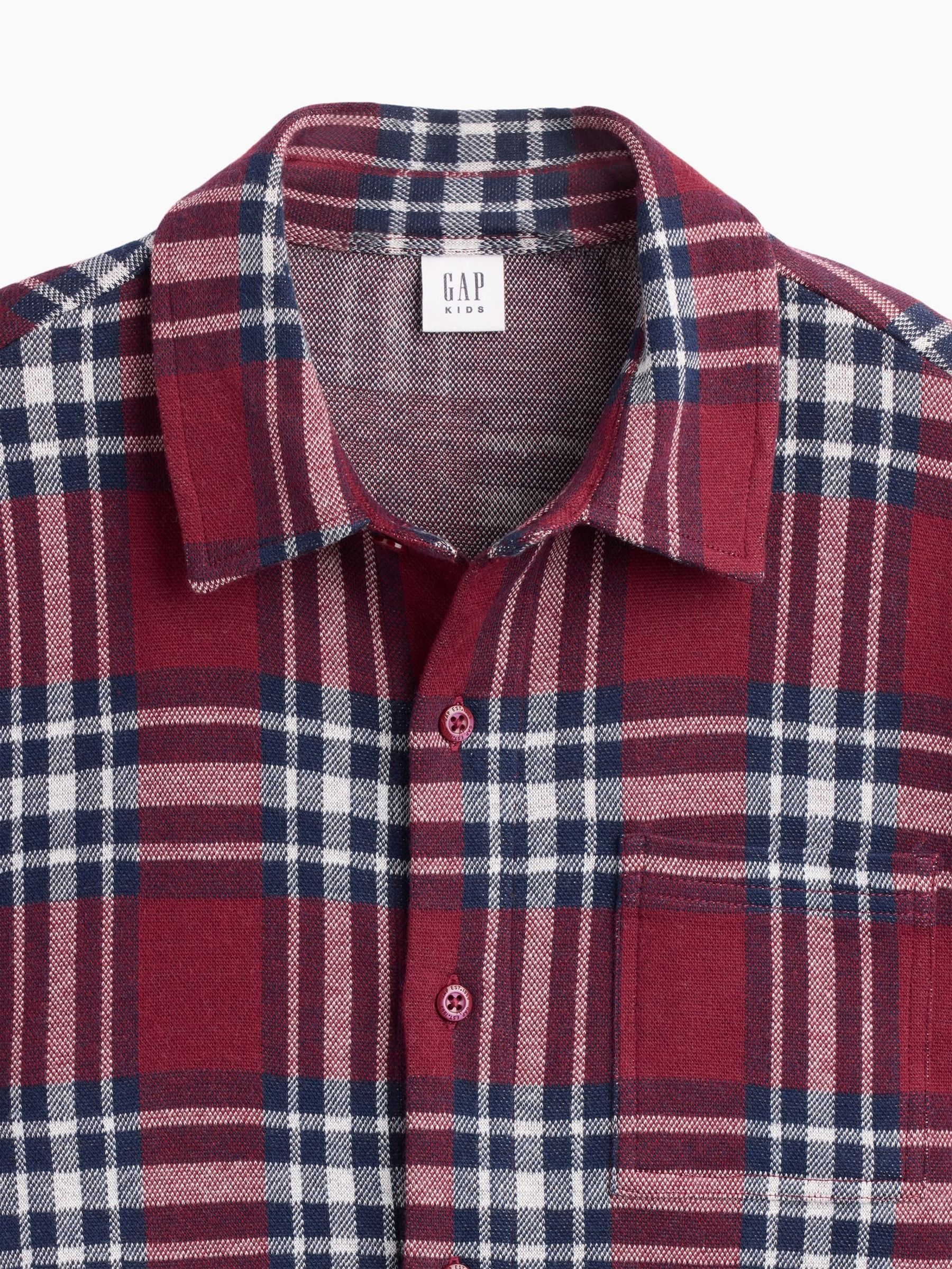 Burgundy Red Knit Jersey Check Shirt - Image 5 of 5