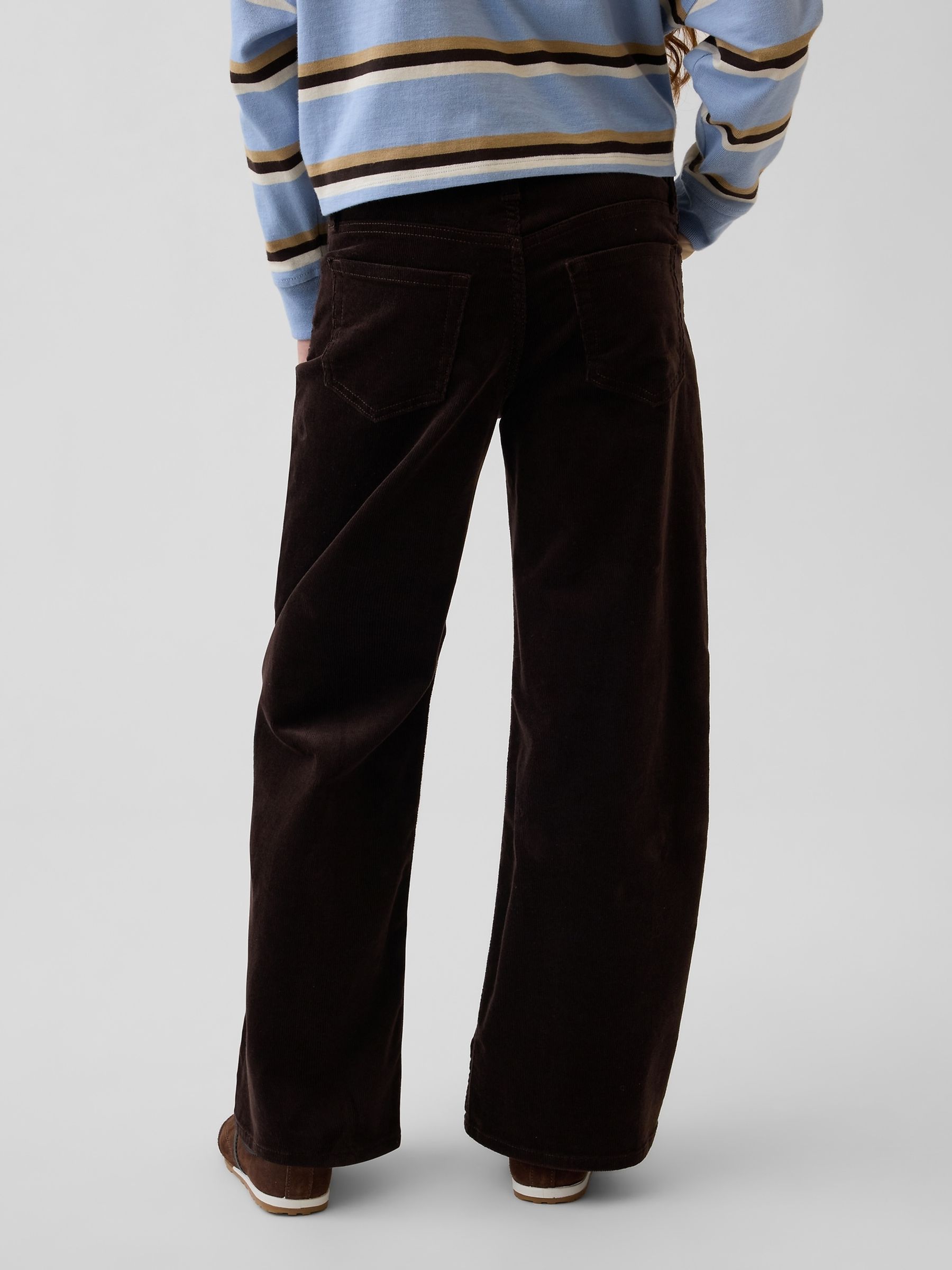Dark Brown Corduroy Low Rise Corduroy Stride Wide-Leg Jeans - Image 2 of 5