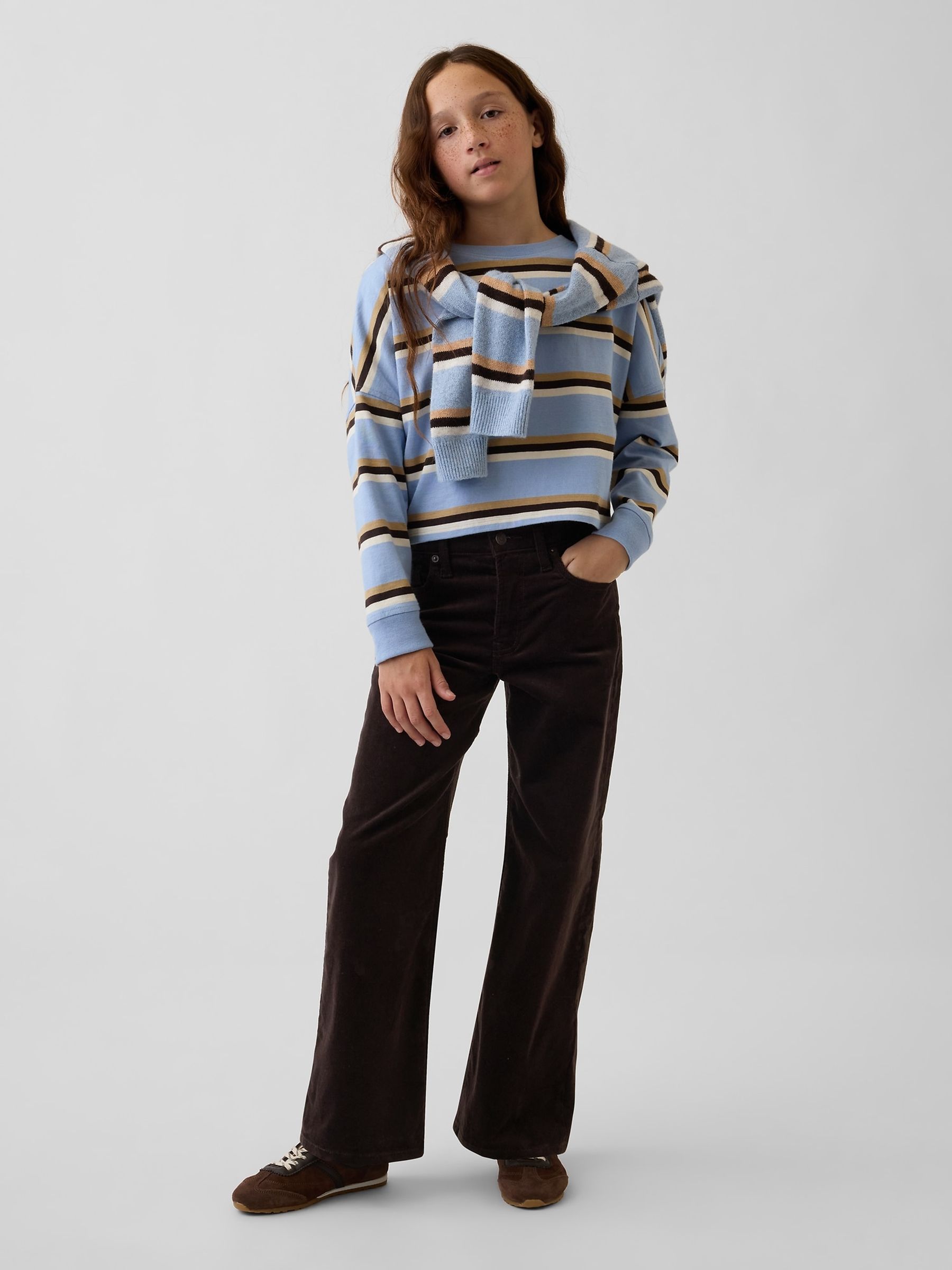 Dark Brown Corduroy Low Rise Corduroy Stride Wide-Leg Jeans - Image 3 of 5