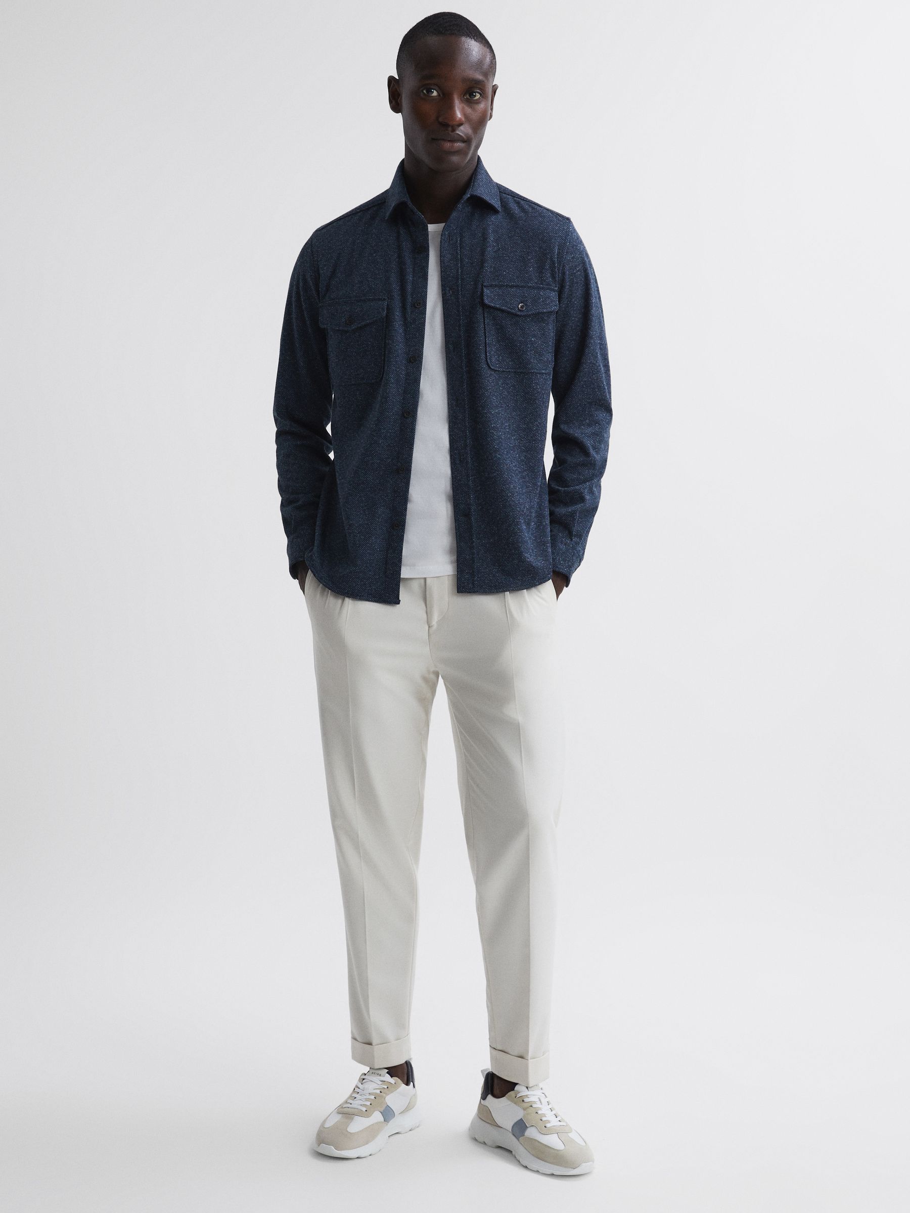 Button-Through Twin Pocket Overshirt in Blue - Image 3 of 4