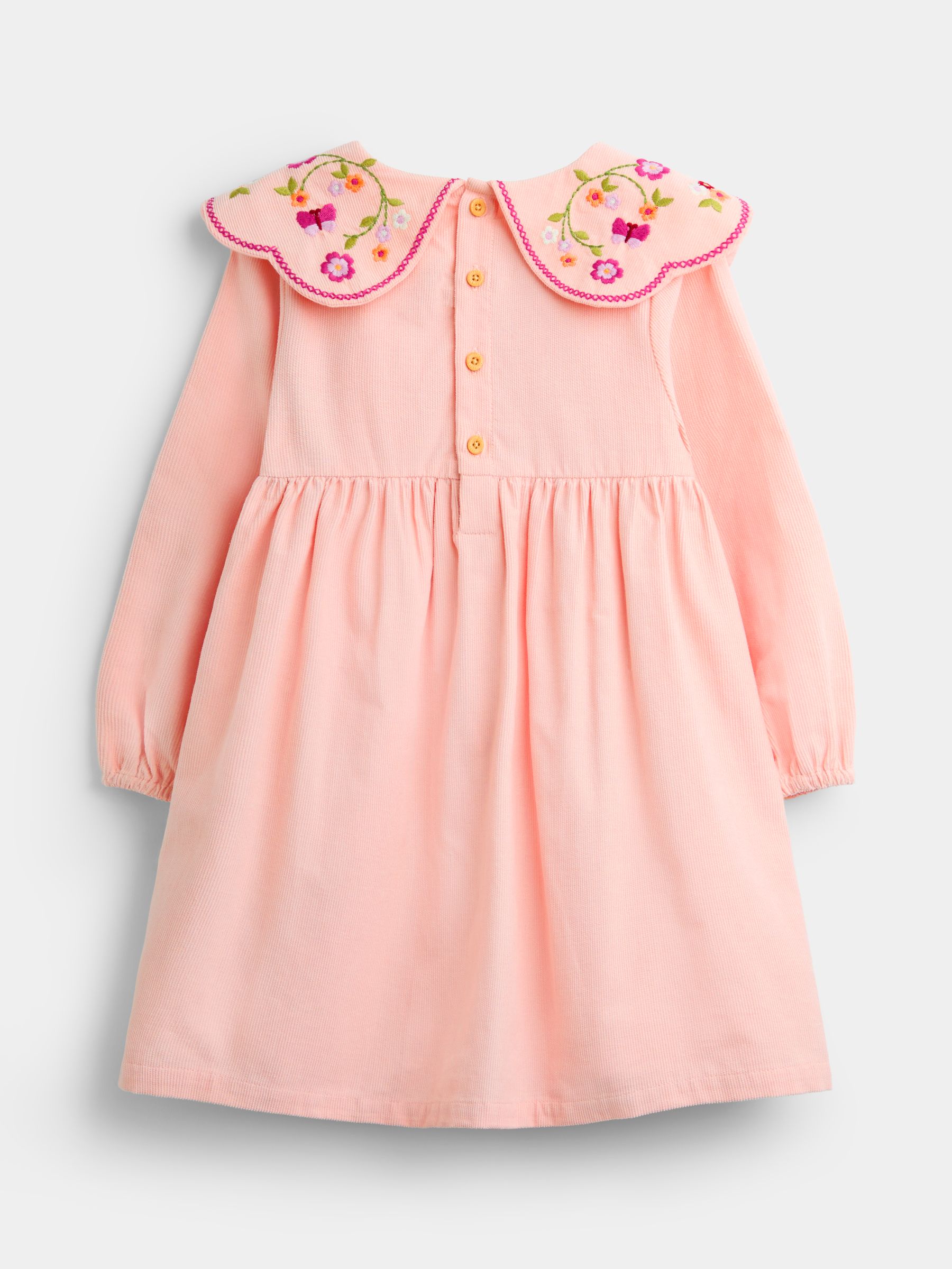 Soft Pink Floral Embroidered Cord Collar Dress - Image 2 of 4 Soft Pink Floral Embroidered Cord Collar Dress - Image 2 of 4