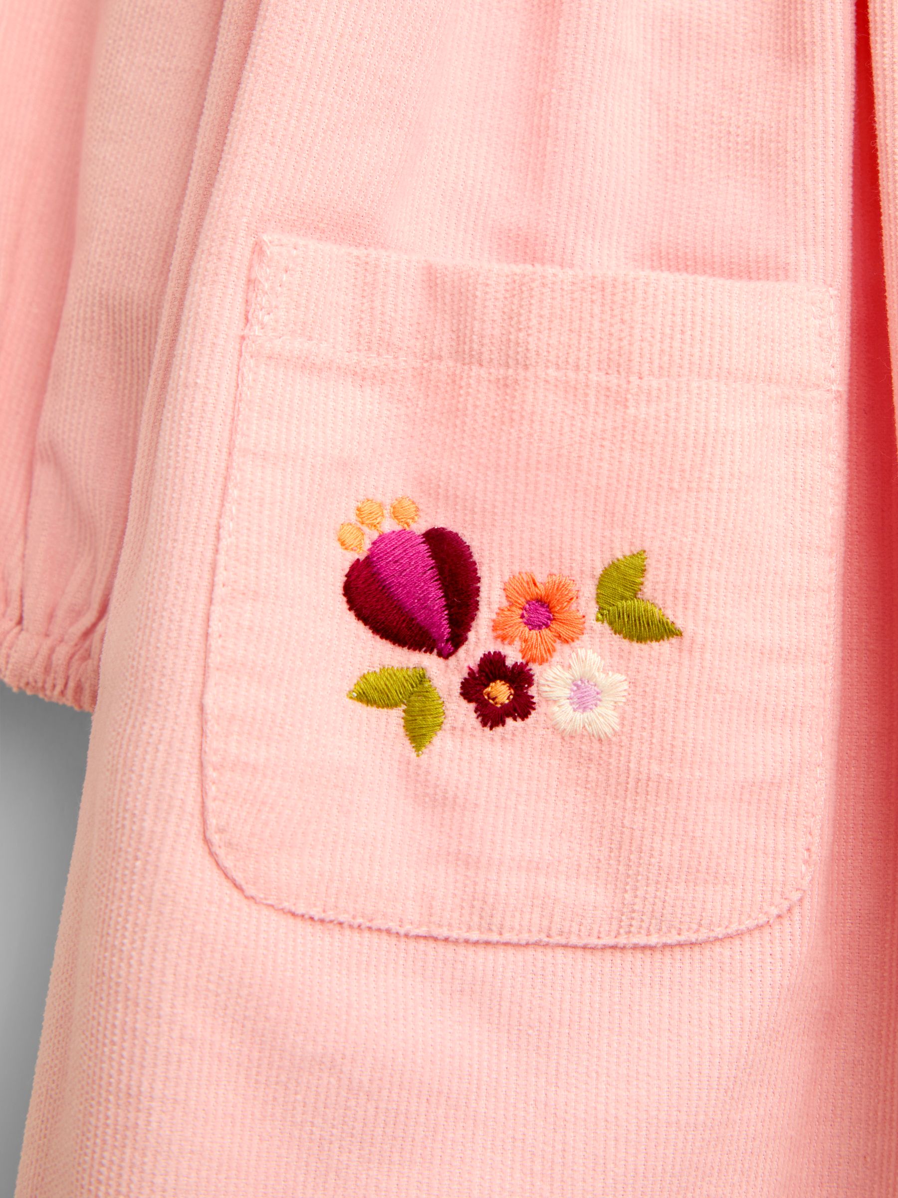 Soft Pink Floral Embroidered Cord Collar Dress - Image 4 of 4 Soft Pink Floral Embroidered Cord Collar Dress - Image 4 of 4
