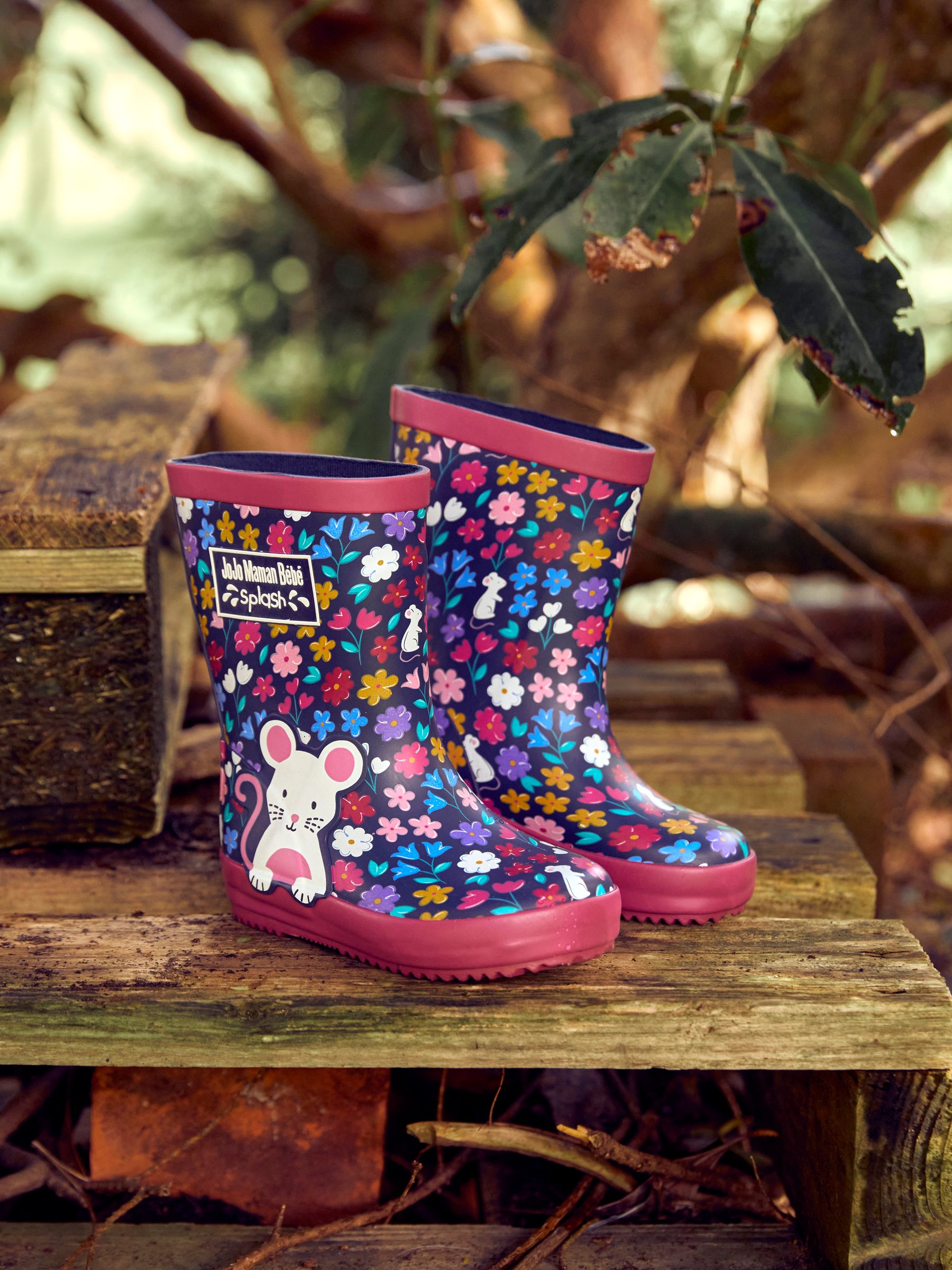 Navy Blue Woodland Mouse Wellies - Image 1 of 6