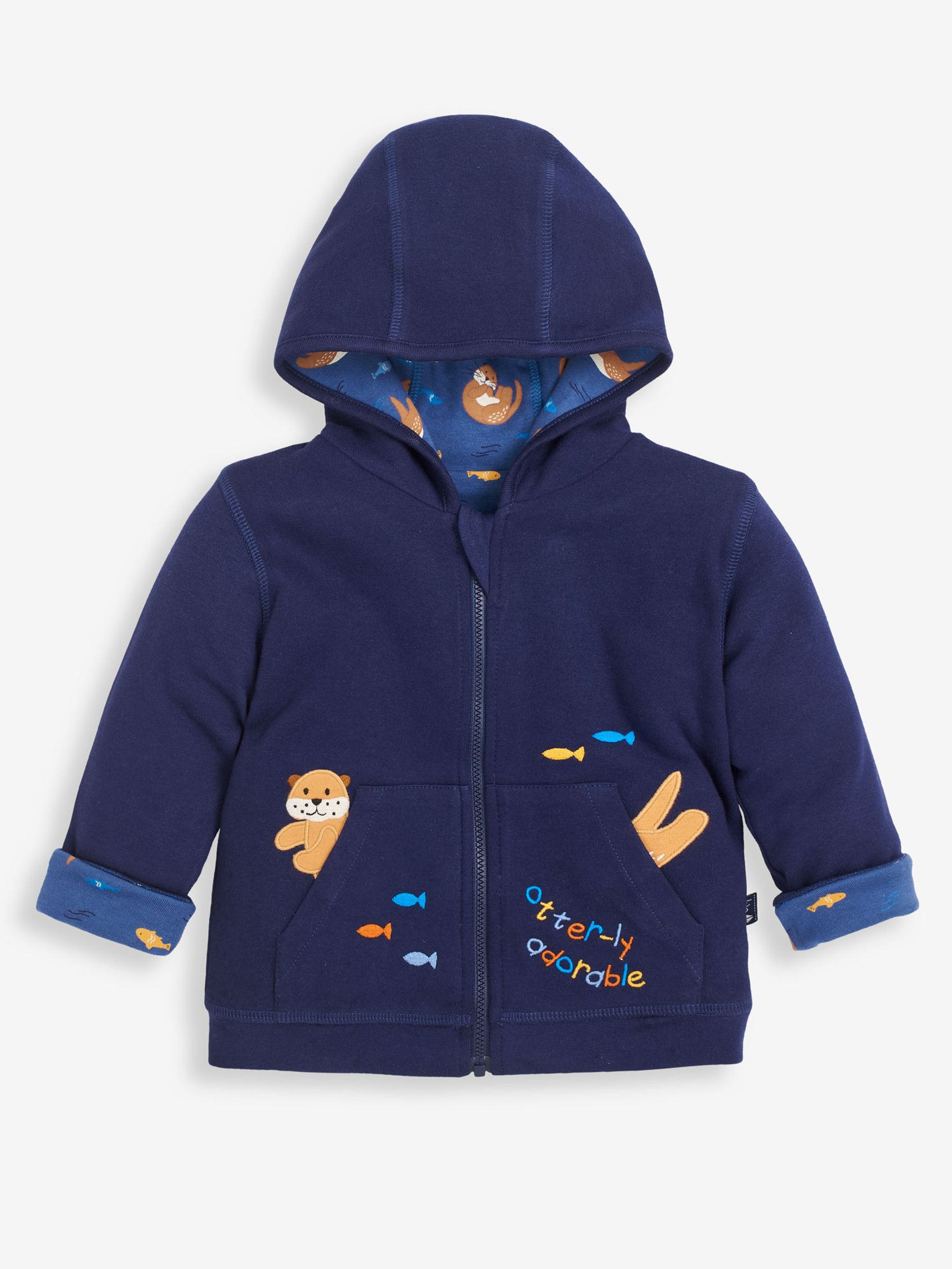 Navy Kids' Navy Otter Appliqué Reversible Hoodie - Image 1 of 4