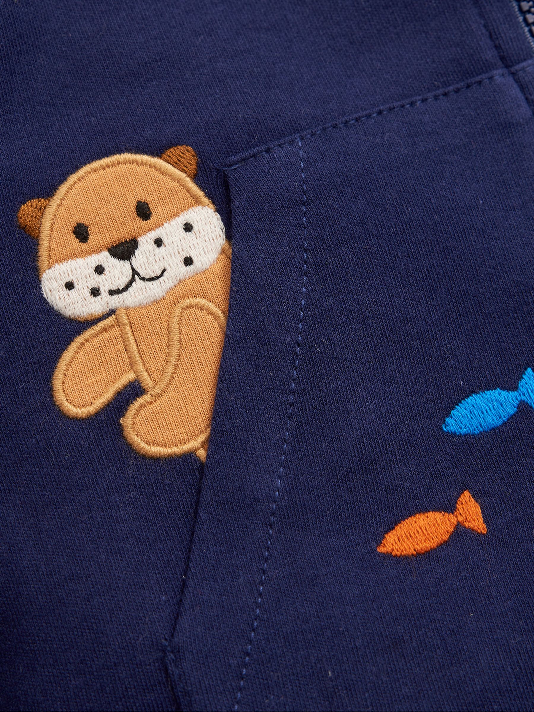 Navy Kids' Navy Otter Appliqué Reversible Hoodie - Image 3 of 4