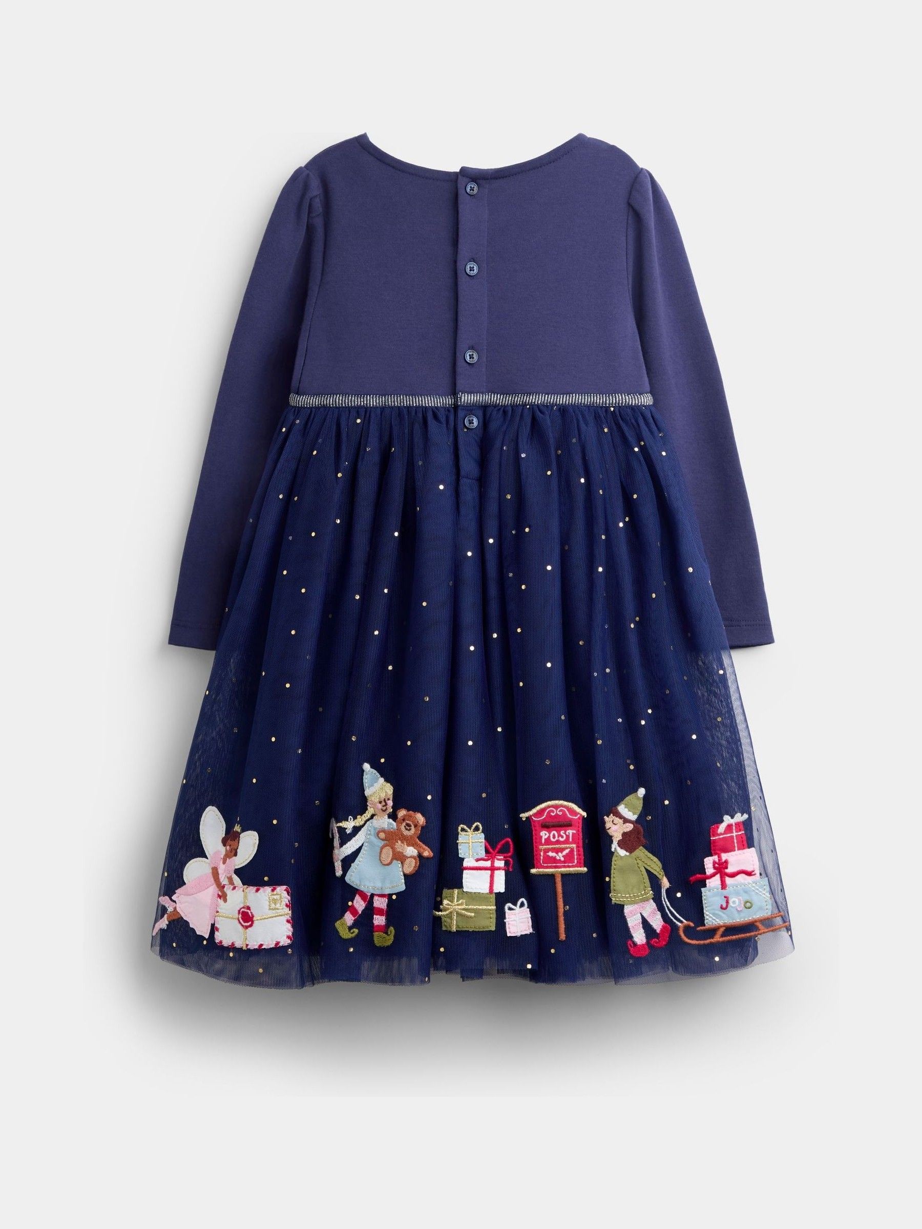 Navy Blue Elf & Fairy Appliqué Hem Combo Dress - Image 2 of 4