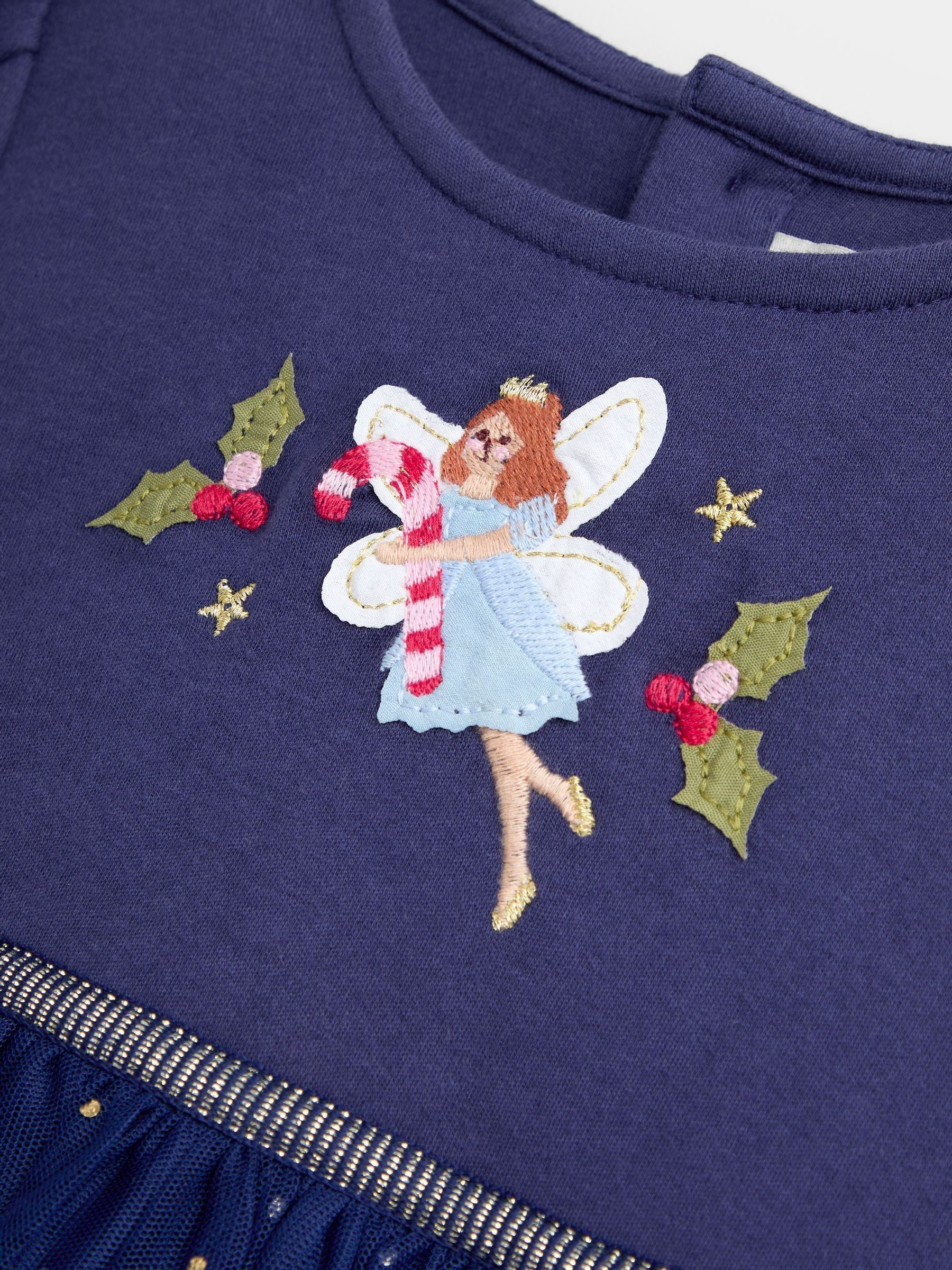 Navy Blue Elf & Fairy Appliqué Hem Combo Dress - Image 3 of 4